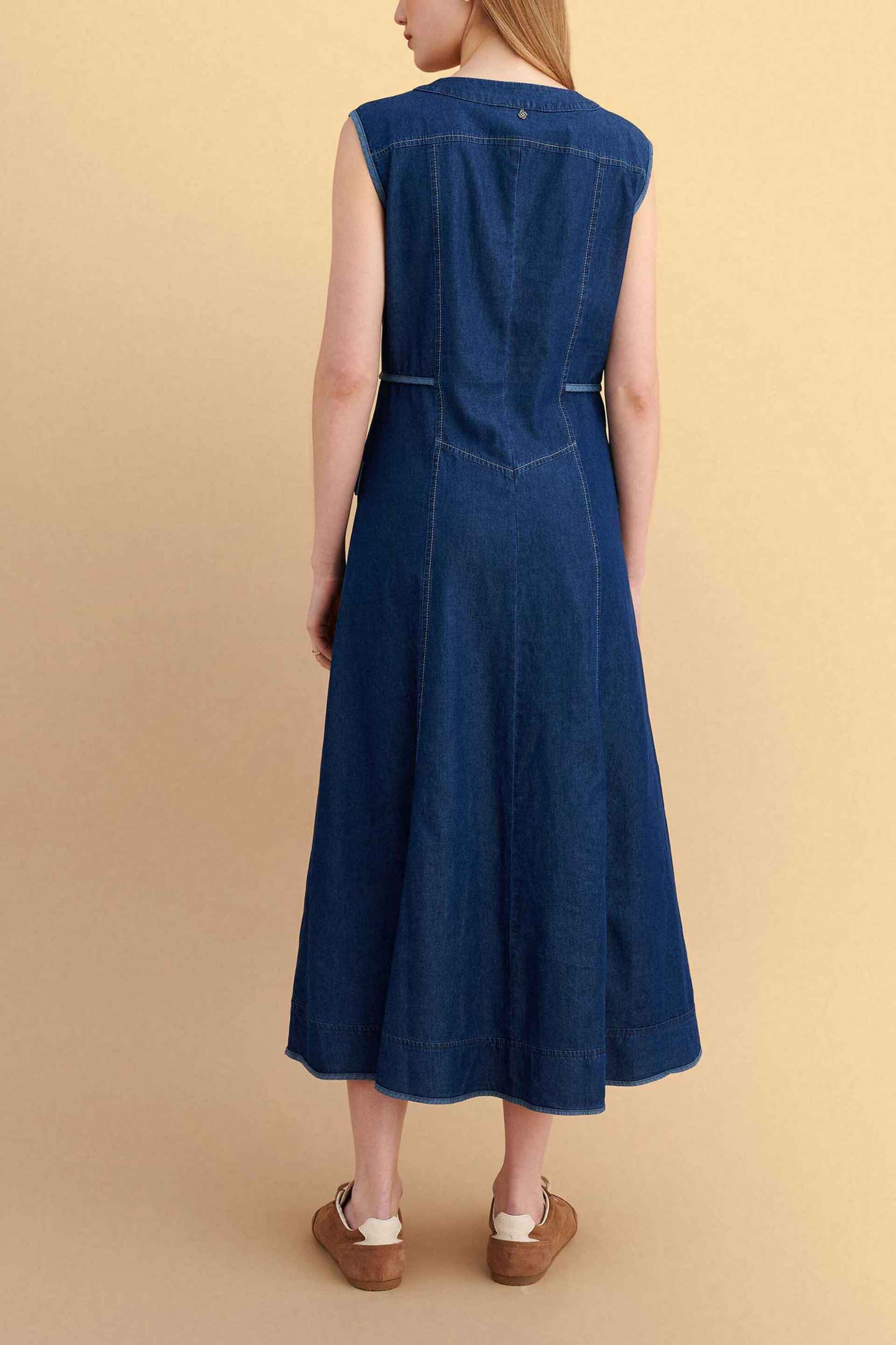 ATTRATTIVO Attrattivo γυναικείο midi αμάνικο σεμιζιέ denim φόρεμα - 91253756 Μπλε Σκούρο - 3