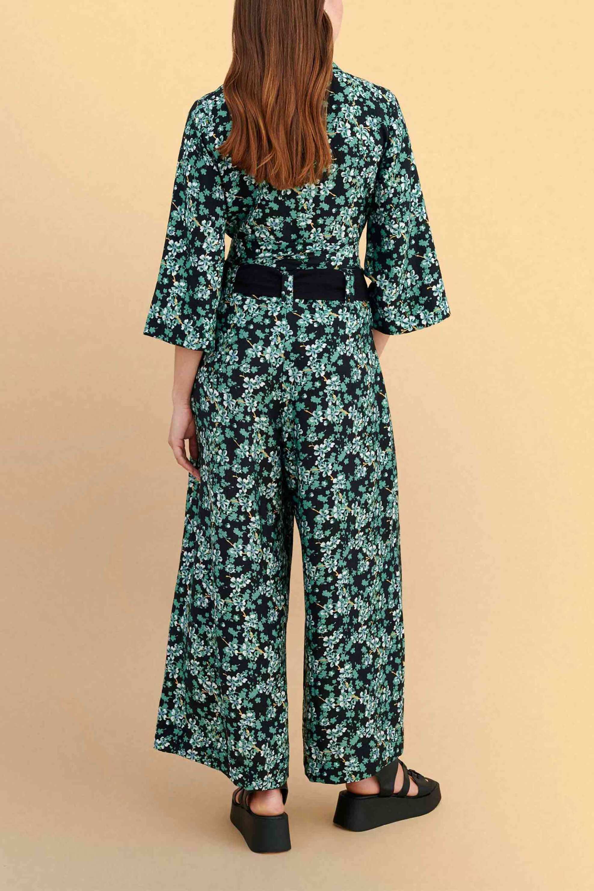 Attrativo Γυναικεία Ζιπ Κιλότ με Ελαστική Μέση Και Floral Print - 9923016 Πράσινο