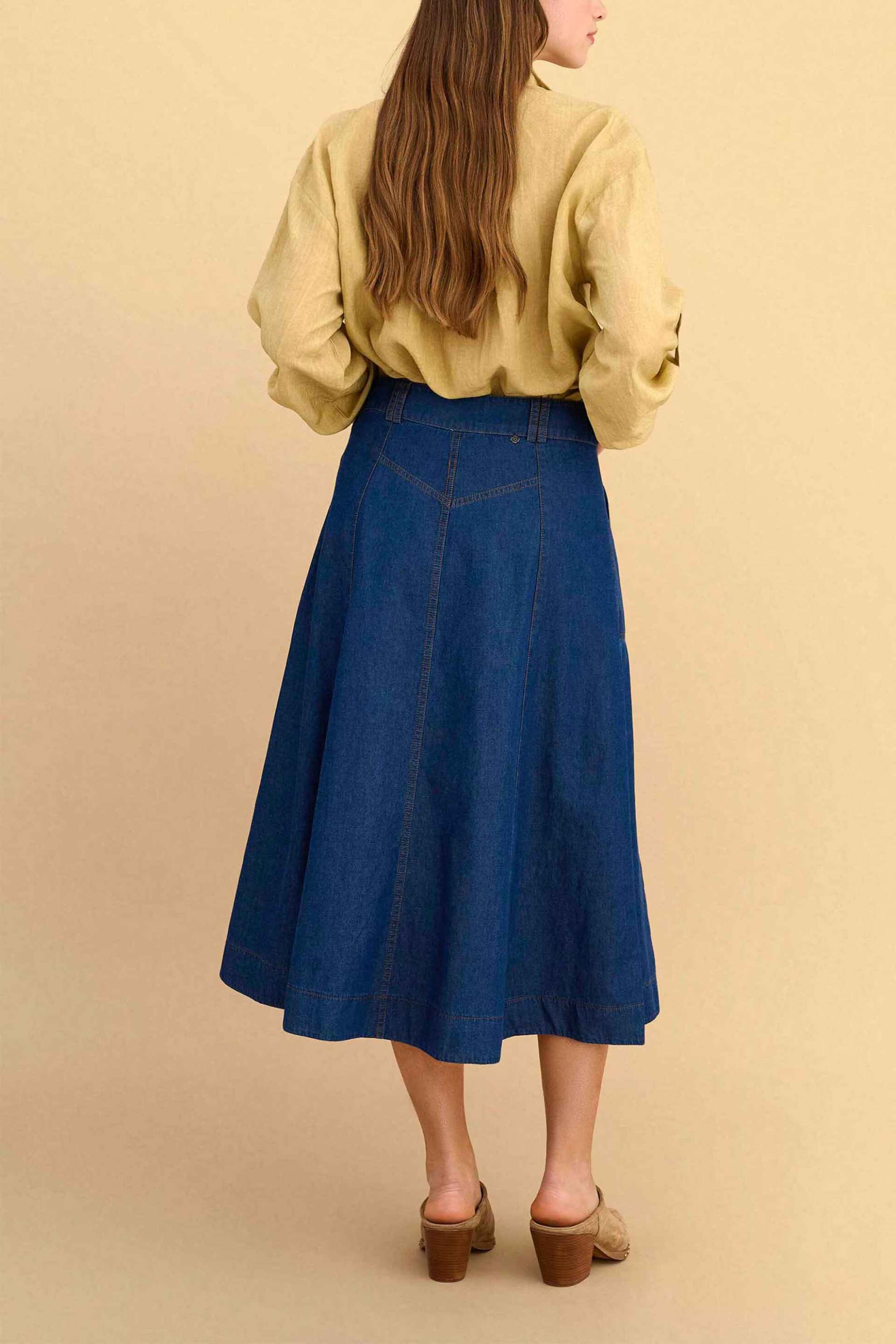 ATTRATTIVO Attrativo γυναικεία midi denim φούστα - 91253518 Μπλε Σκούρο - 3
