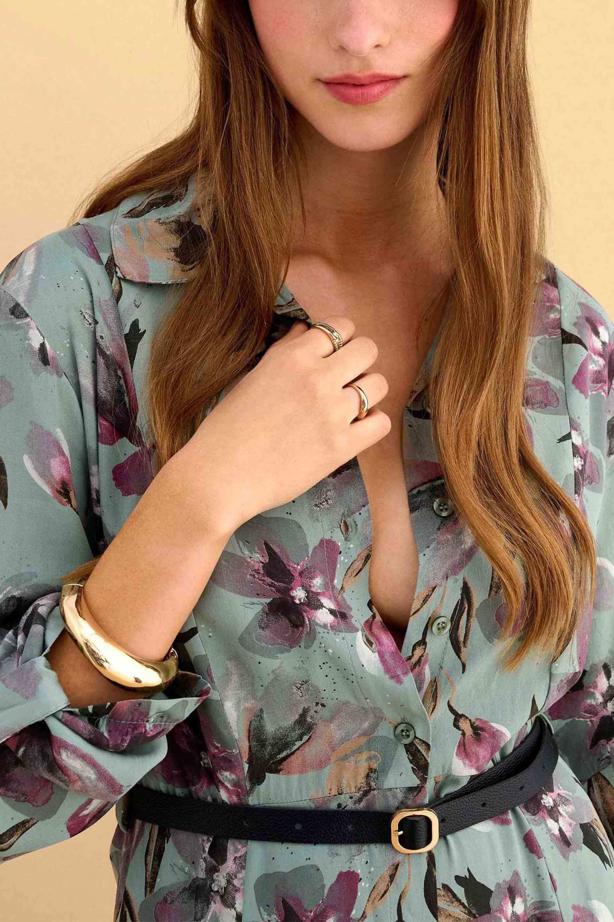 Attrativo γυναικείo maxi φόρεμα σεμιζιέ με floral print - 9924113 Χακί