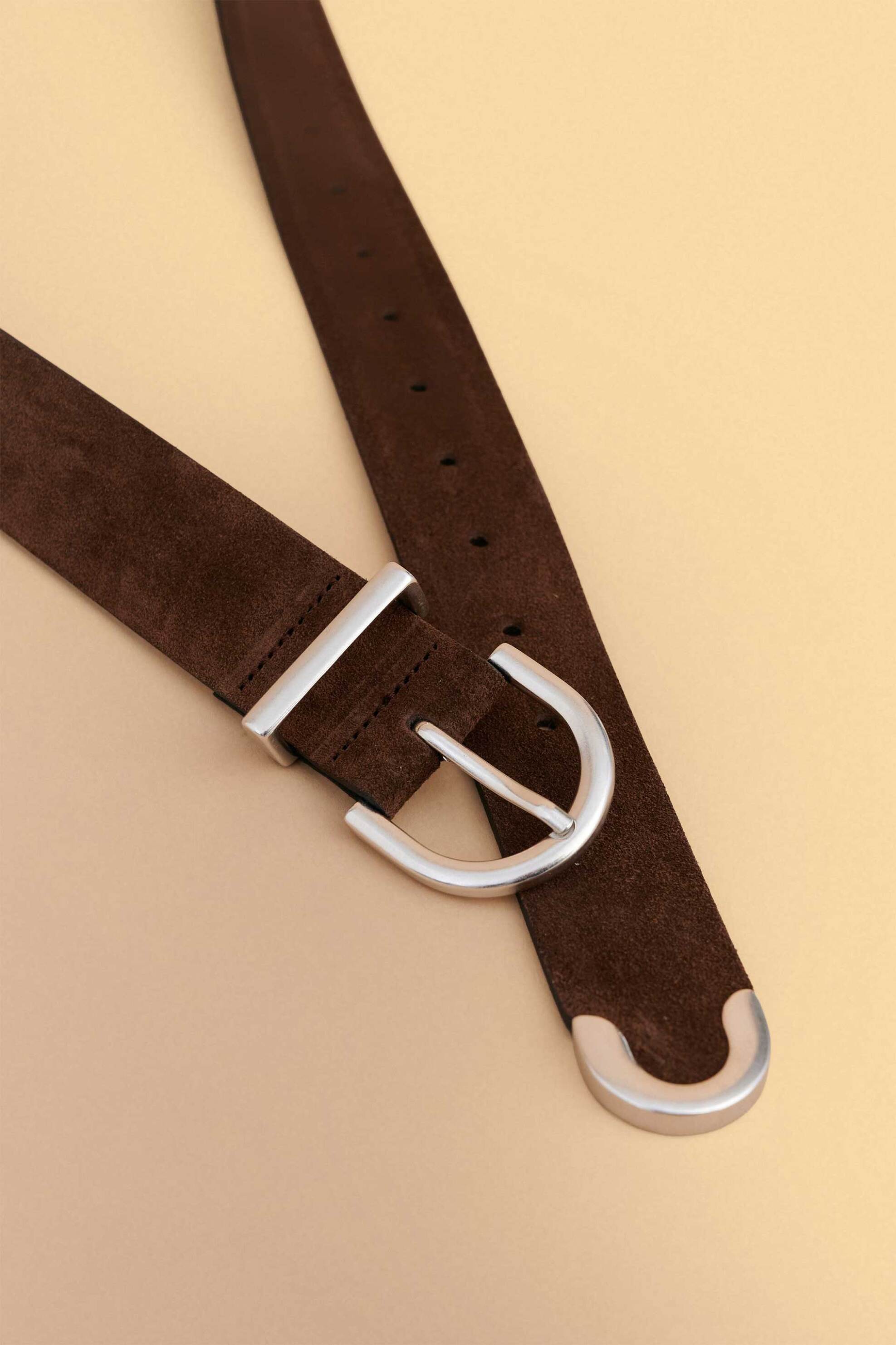 Attrativo γυναικεία δερμάτινη suede ζώνη - 9Z23686 Καφέ