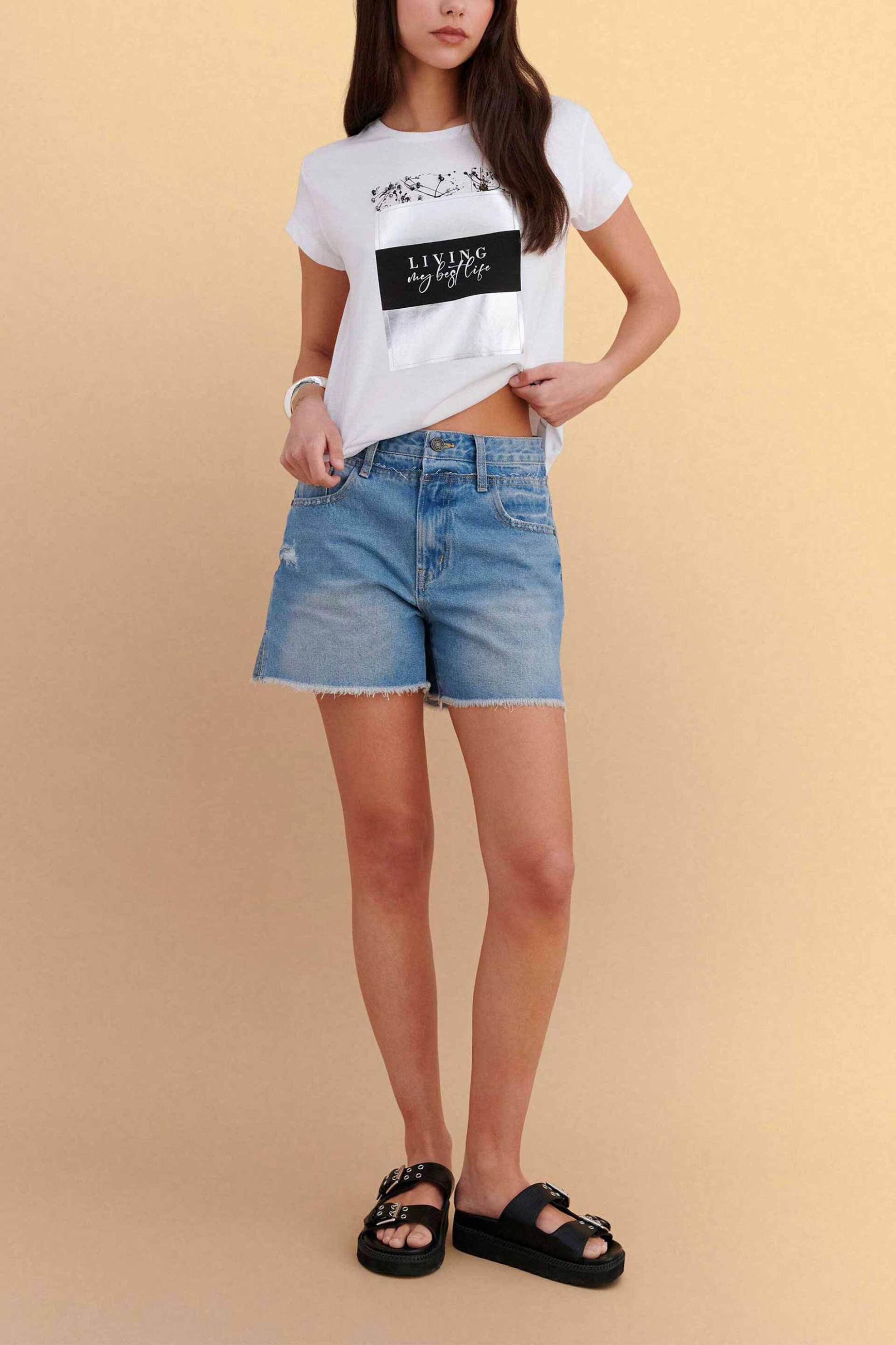 Attrativo γυναικείο T-shirt με print - 9923694 Λευκό
