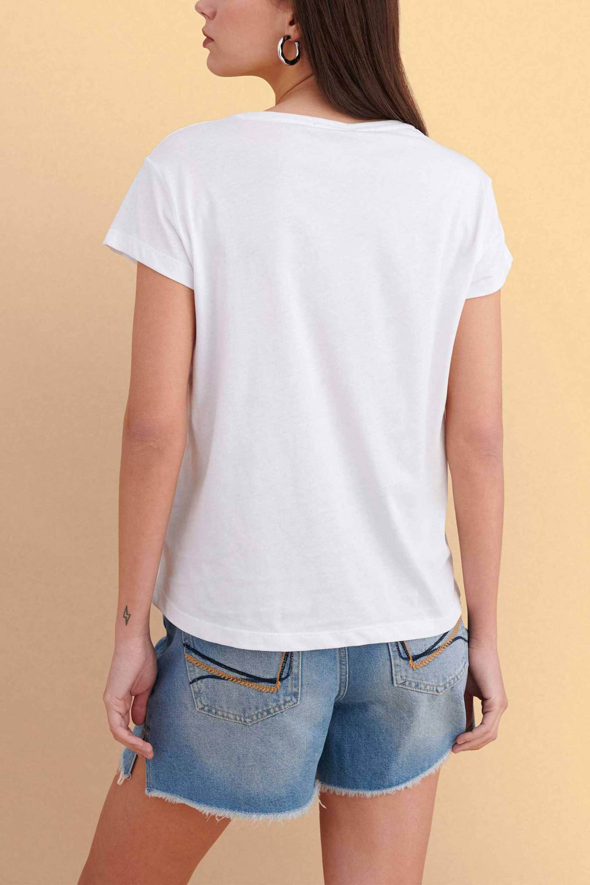 Attrativo Γυναικείο T-Shirt με Print - 9923694 Λευκό