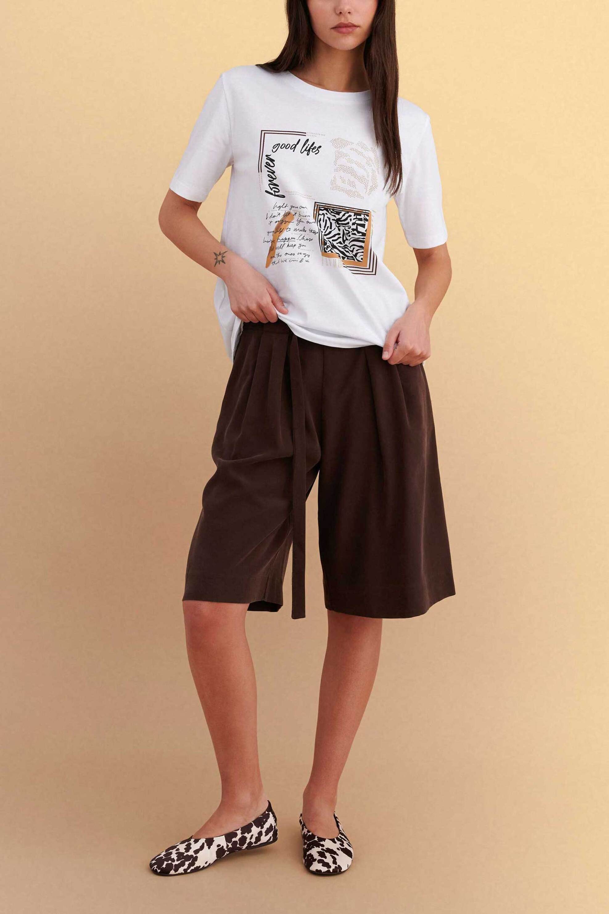 Attrativo γυναικείο T-shirt με print - 9923695 Λευκό