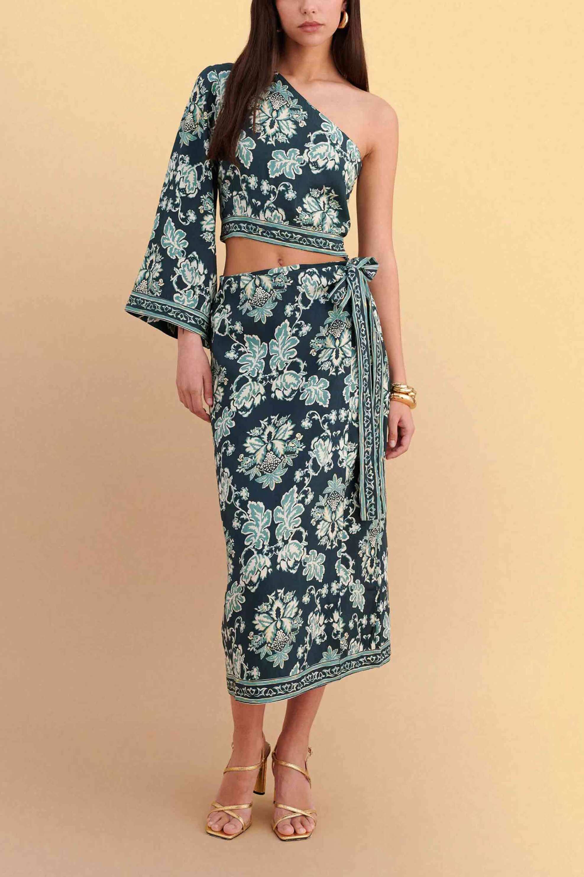 Attrativo γυναικεία midi φούστα με floral print - 9923319 Πράσινο