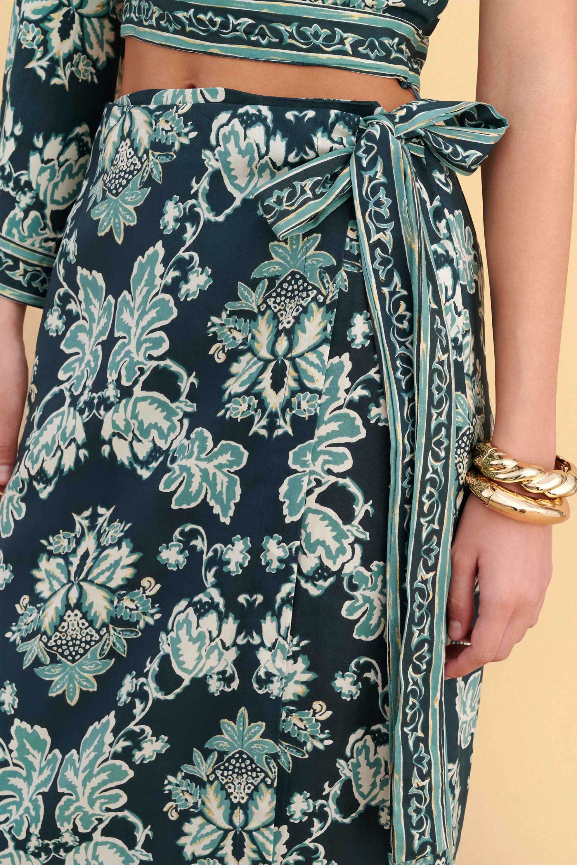 ATTRATTIVO Attrativo γυναικεία midi φούστα με floral print - 9923319 Πράσινο - 2