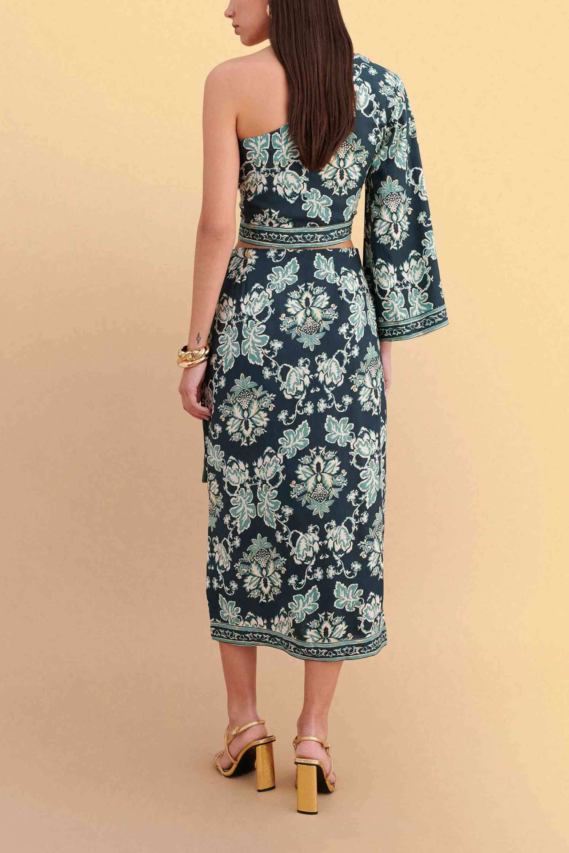 Attrativo Γυναικεία Midi Φούστα με Floral Print - 9923319 Πράσινο