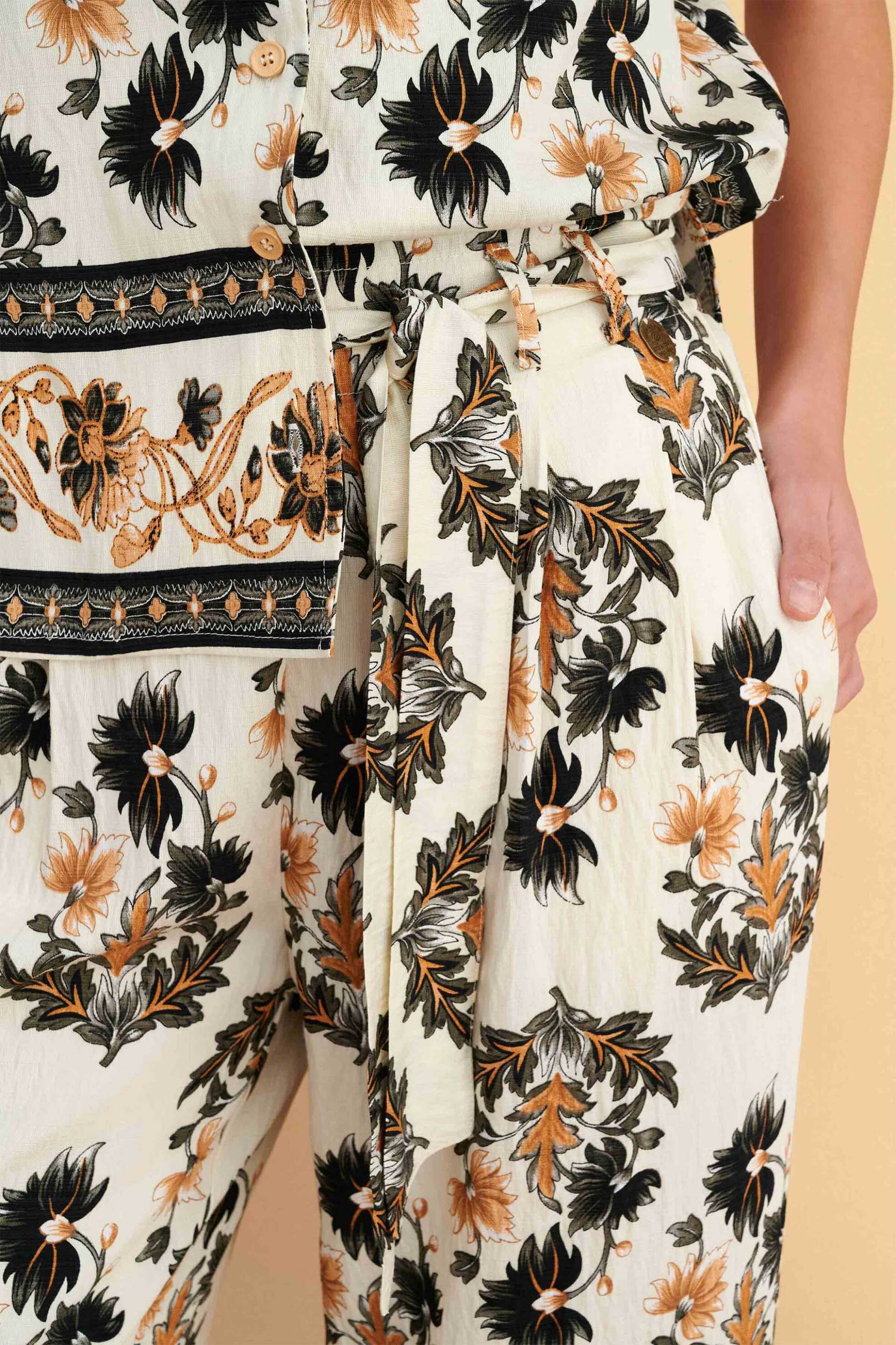 ATTRATTIVO Attrattivo γυναικεία παντελόνα με floral print - 9923140 Εκρού - 2