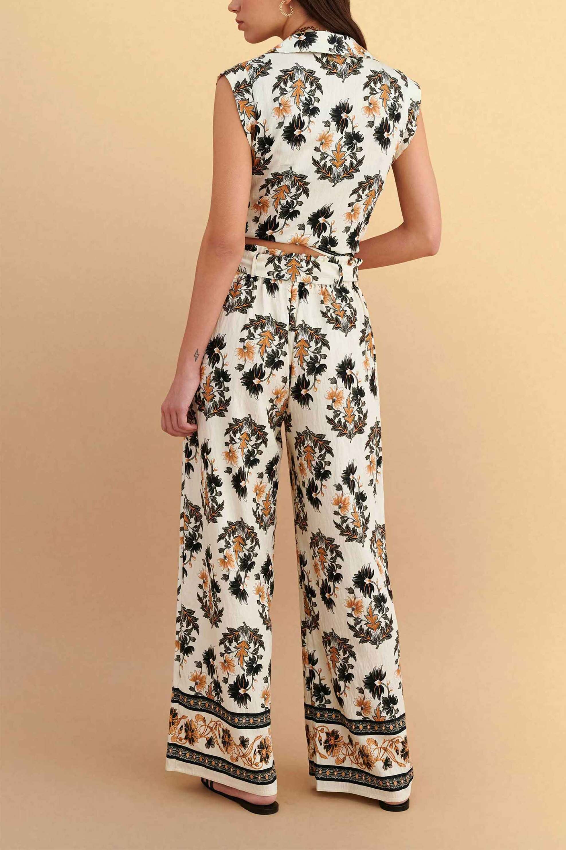 Attrattivo Γυναικεία Παντελόνα με Floral Print - 9923140 Εκρού