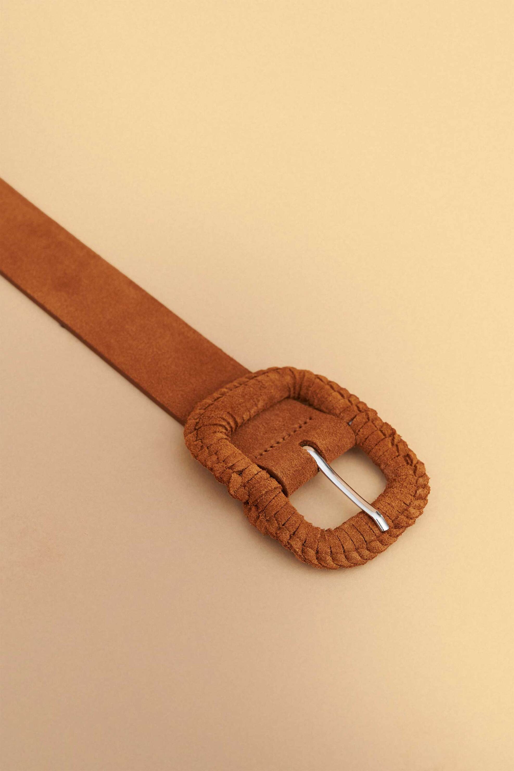 Attrativo γυναικεία δερμάτινη suede ζώνη - 9Z23745 Καφέ