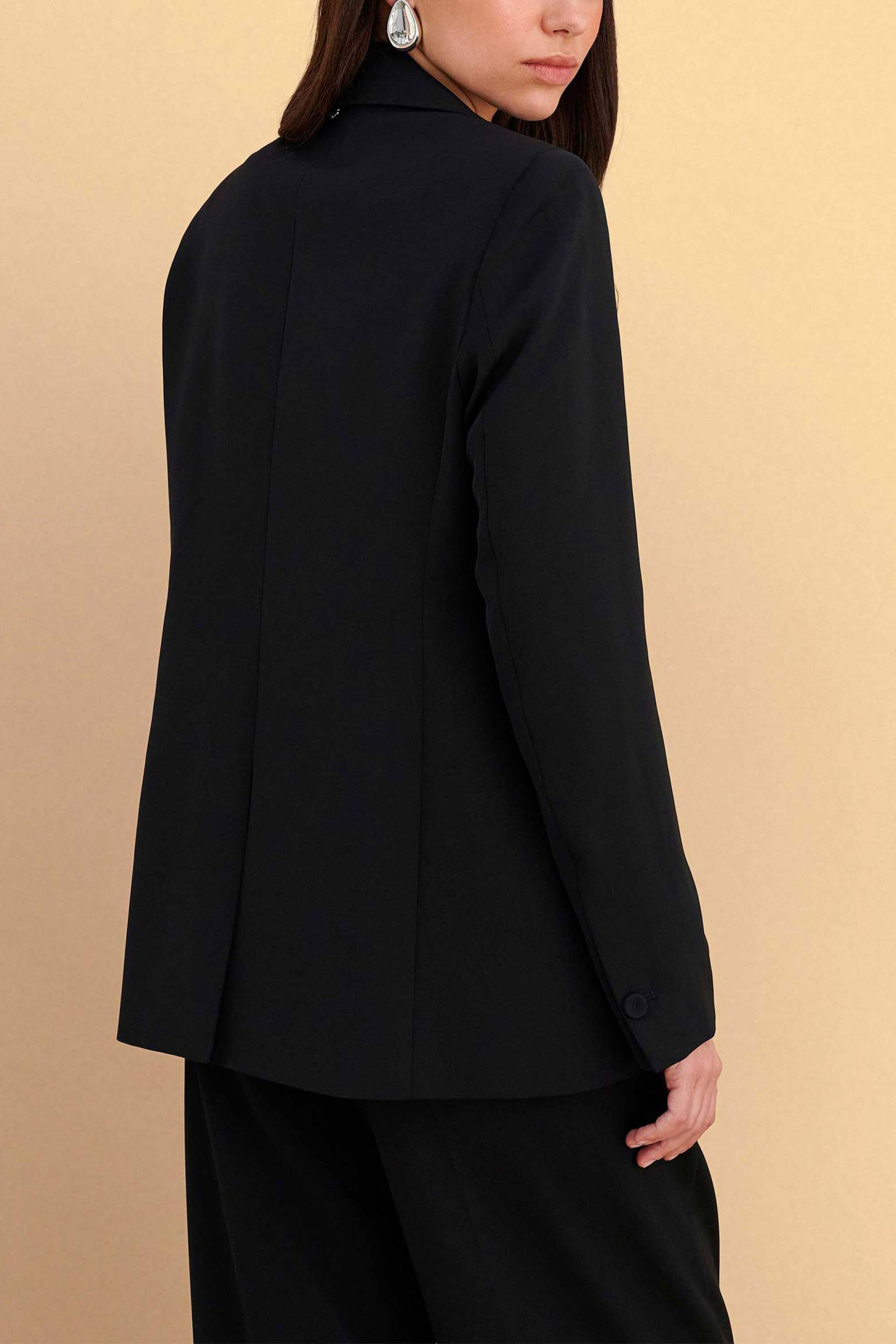 Attrativo Γυναικείο Σακάκι Μονόχρωμο Straight Fit - 9922991 Μαύρο