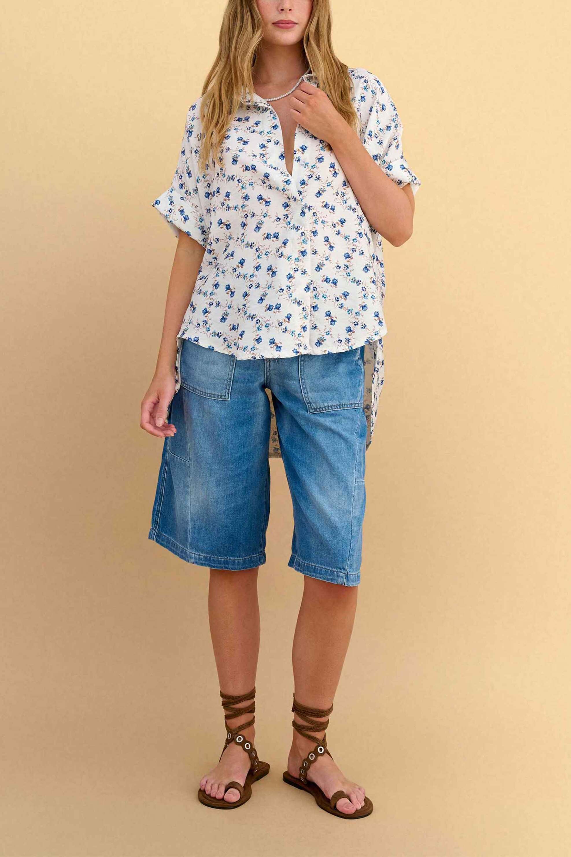 ATTRATTIVO Attrativo γυναικείο πουκάμισο με floral print - 9924362 Λευκό - 2
