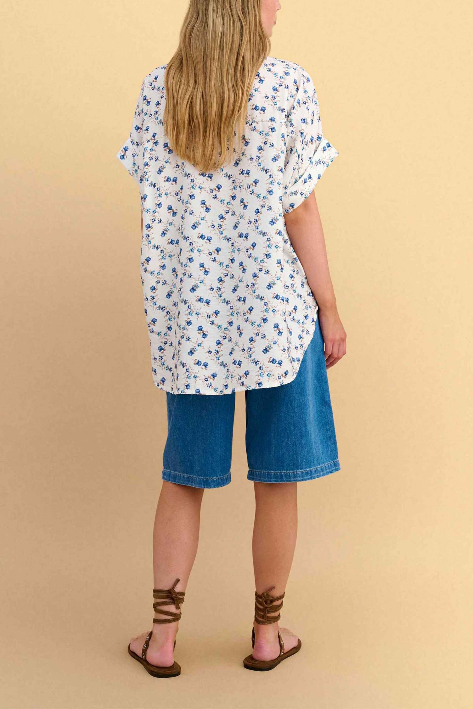 Attrativo Γυναικείο Πουκάμισο με Floral Print - 9924362 Λευκό