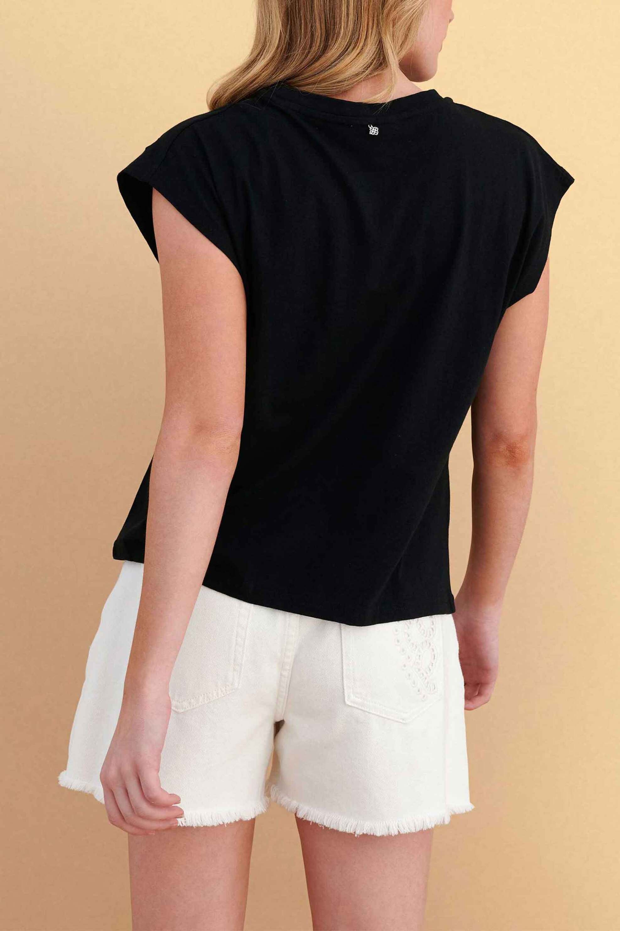 Attrativo Γυναικείο T-Shirt με Διάτρητο Σχέδιο - 9923256 Μαύρο