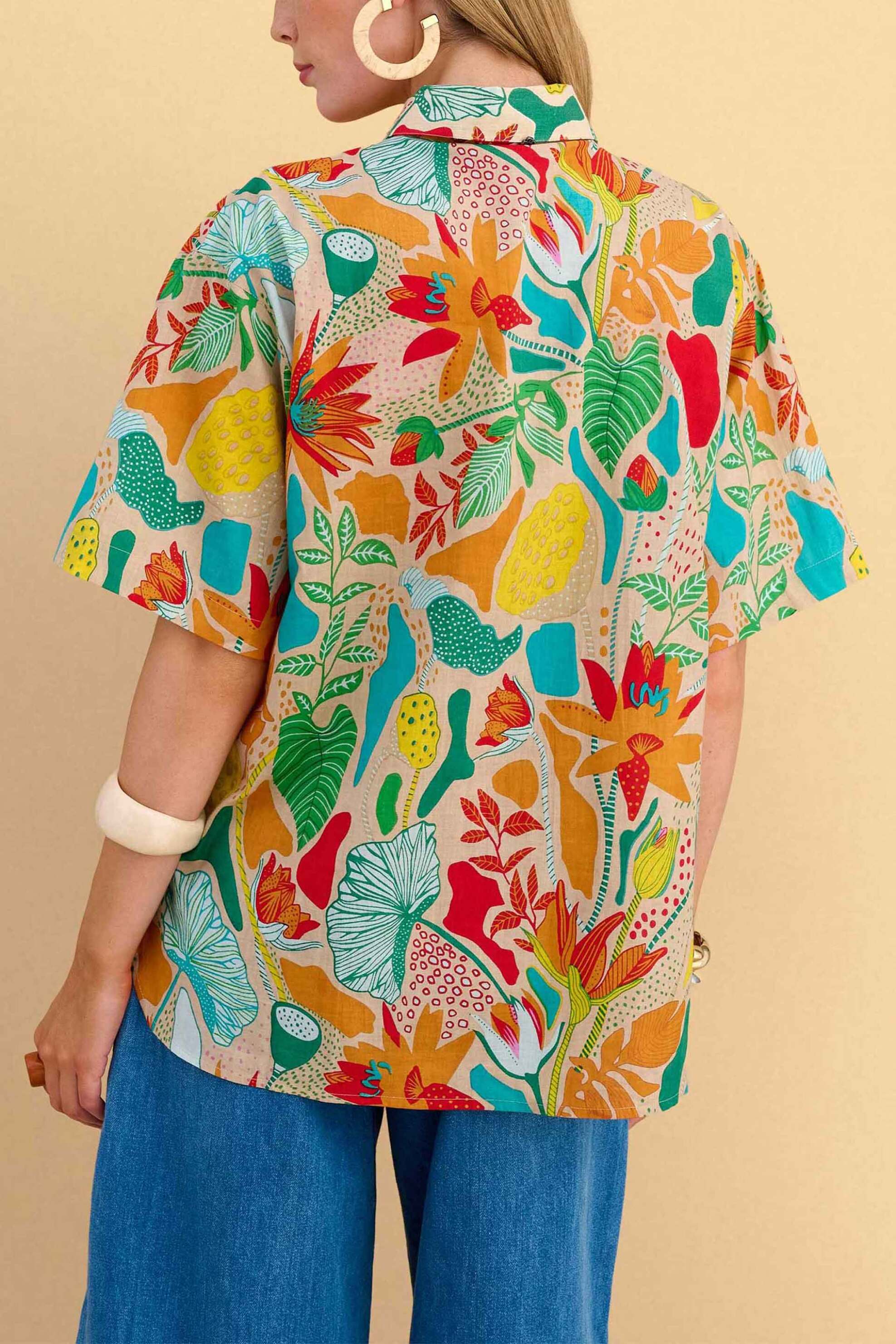 Attrativo Γυναικείο Πουκάμισο με Floral Print - 9923298 Μπλε