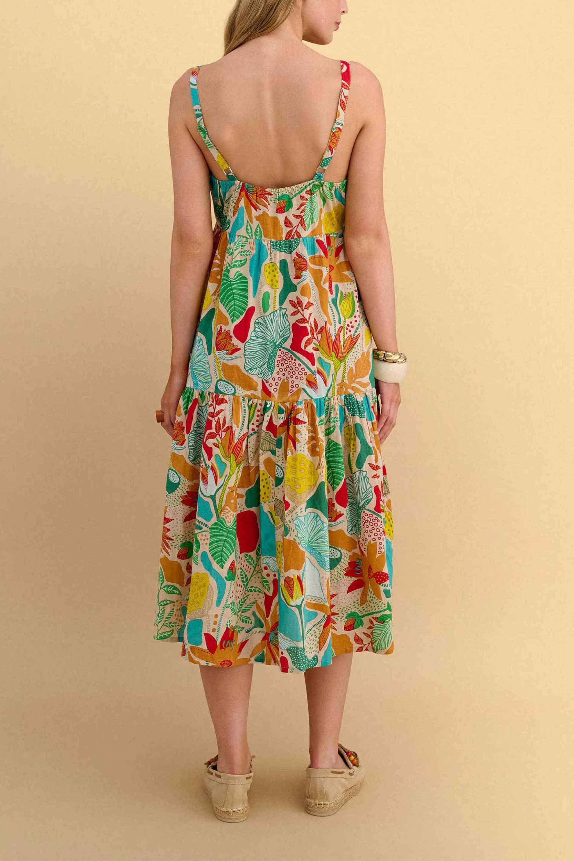 Attrattivo Γυναικείο Midi Αμάνικο Φόρεμα Σεμιζιέ με Floral Print - 9923301 Μπλε