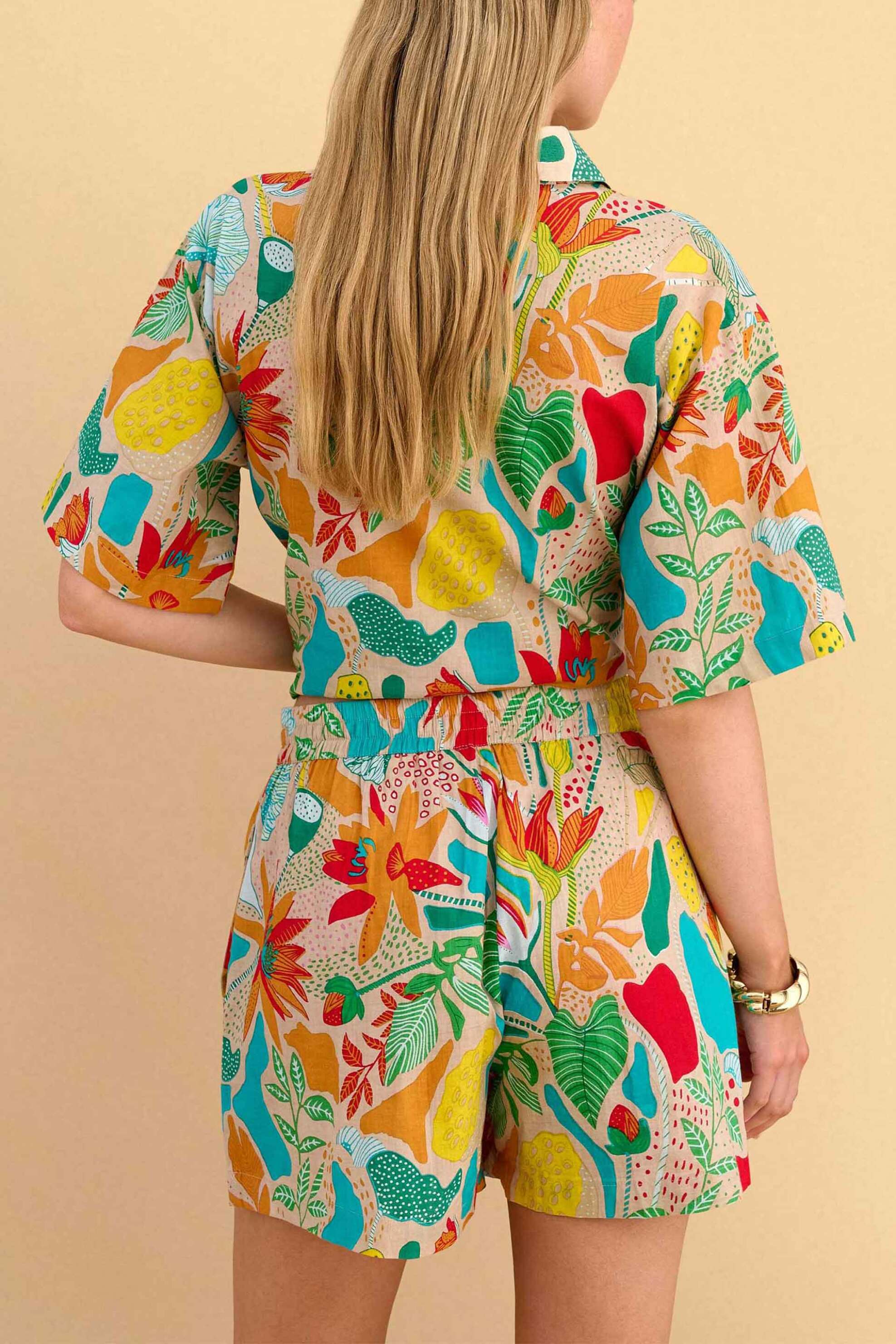 Attrattivo Γυναικείο Σορτς με Floral Print Και Ελαστική Μέση - 9923302 Μπλε