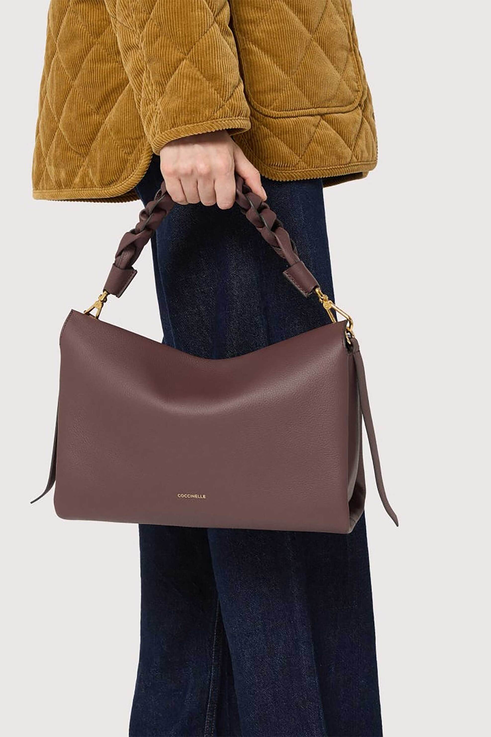 COCCINELLE Coccinelle γυναικεία δερμάτινη τσάντα χειρός "Boheme Medium" - E1M50-190201 Καφέ Latte - 4