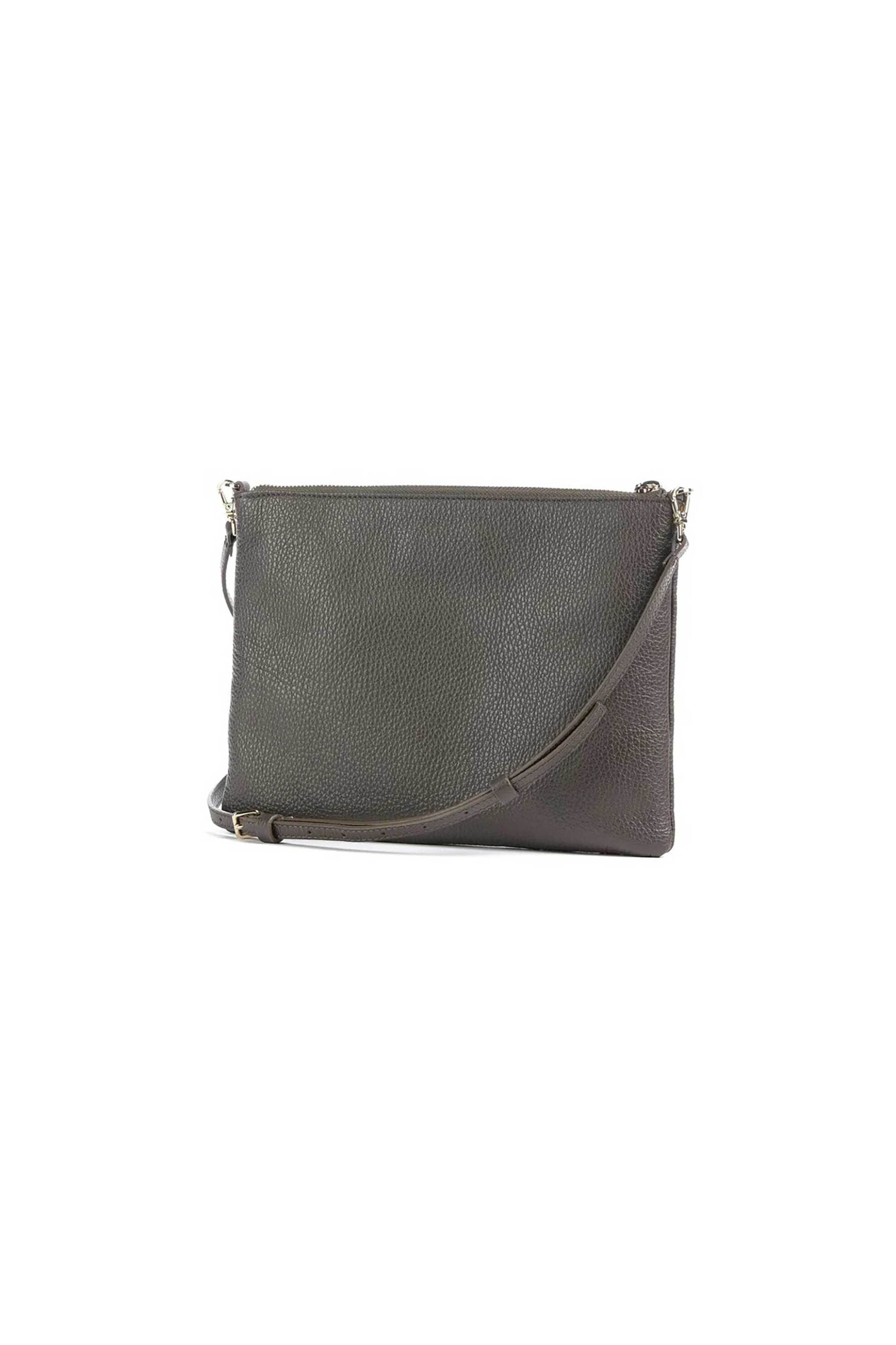 Coccinelle γυναικεία δερμάτινη τσάντα crossbody μονόχρωμη με logo print - E5MMA-55F401 Γκρι