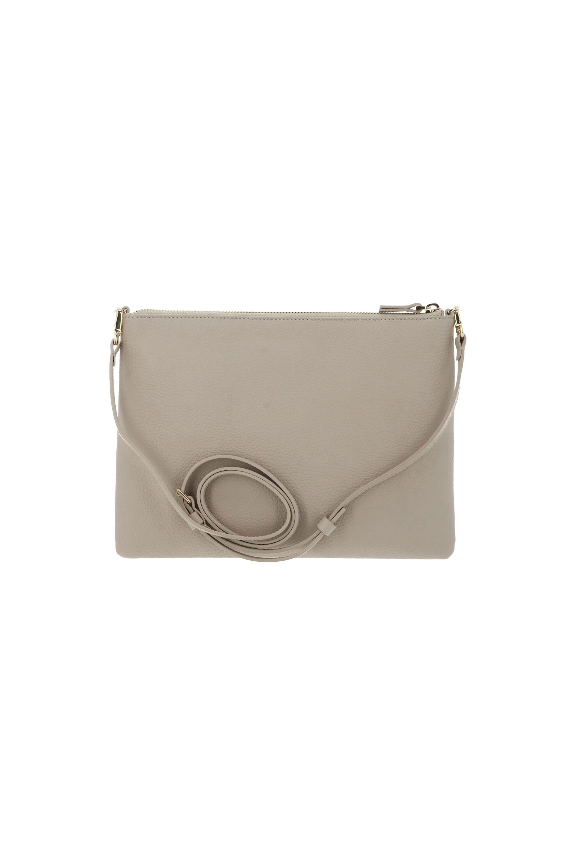 Coccinelle Γυναικεία Δερμάτινη Τσάντα Crossbody Μονόχρωμη με Logo Print - E5Mma-55F401 Μπεζ