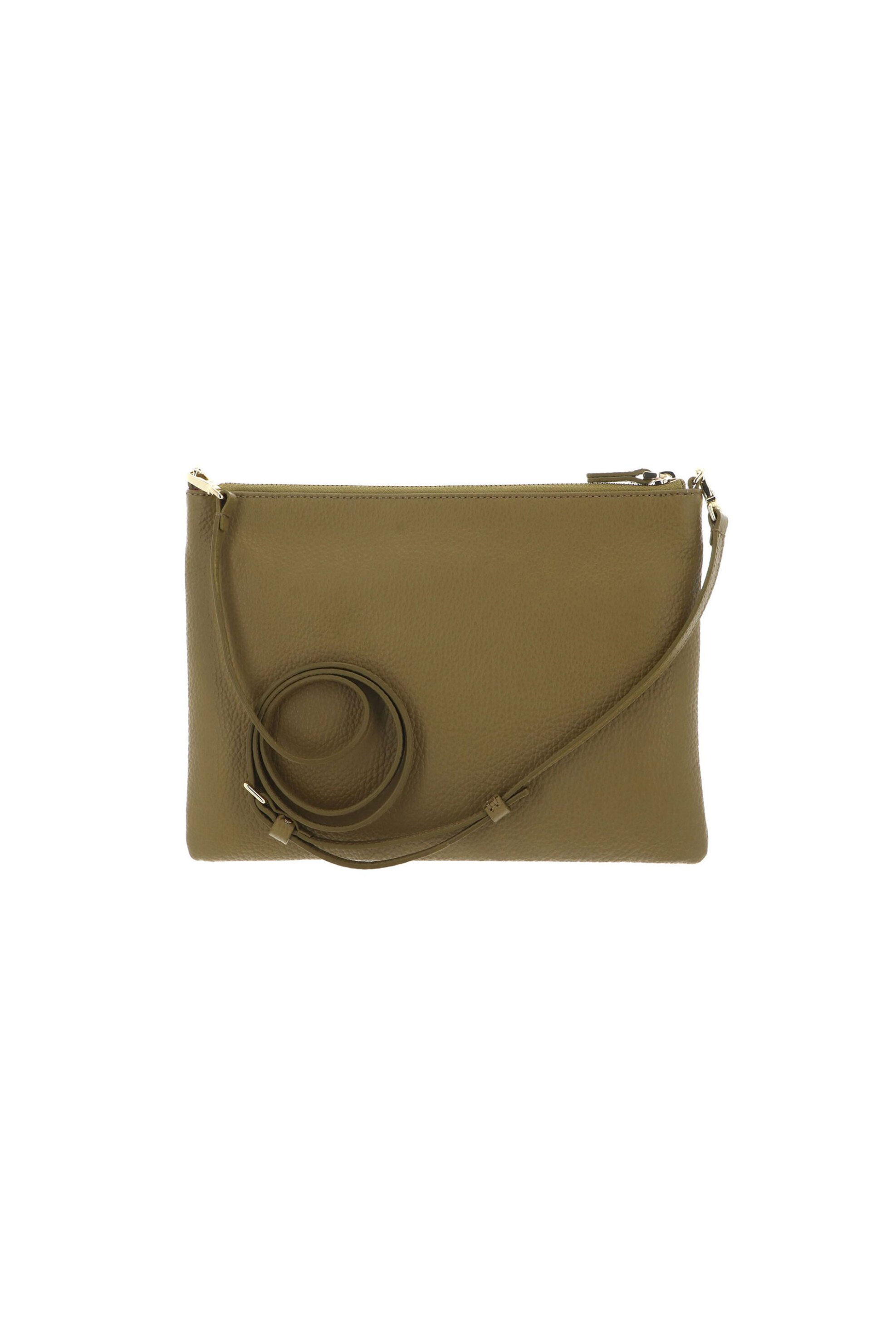 Coccinelle Γυναικεία Δερμάτινη Τσάντα Crossbody Μονόχρωμη με Logo Print - E5Mma-55F401 Λαδί