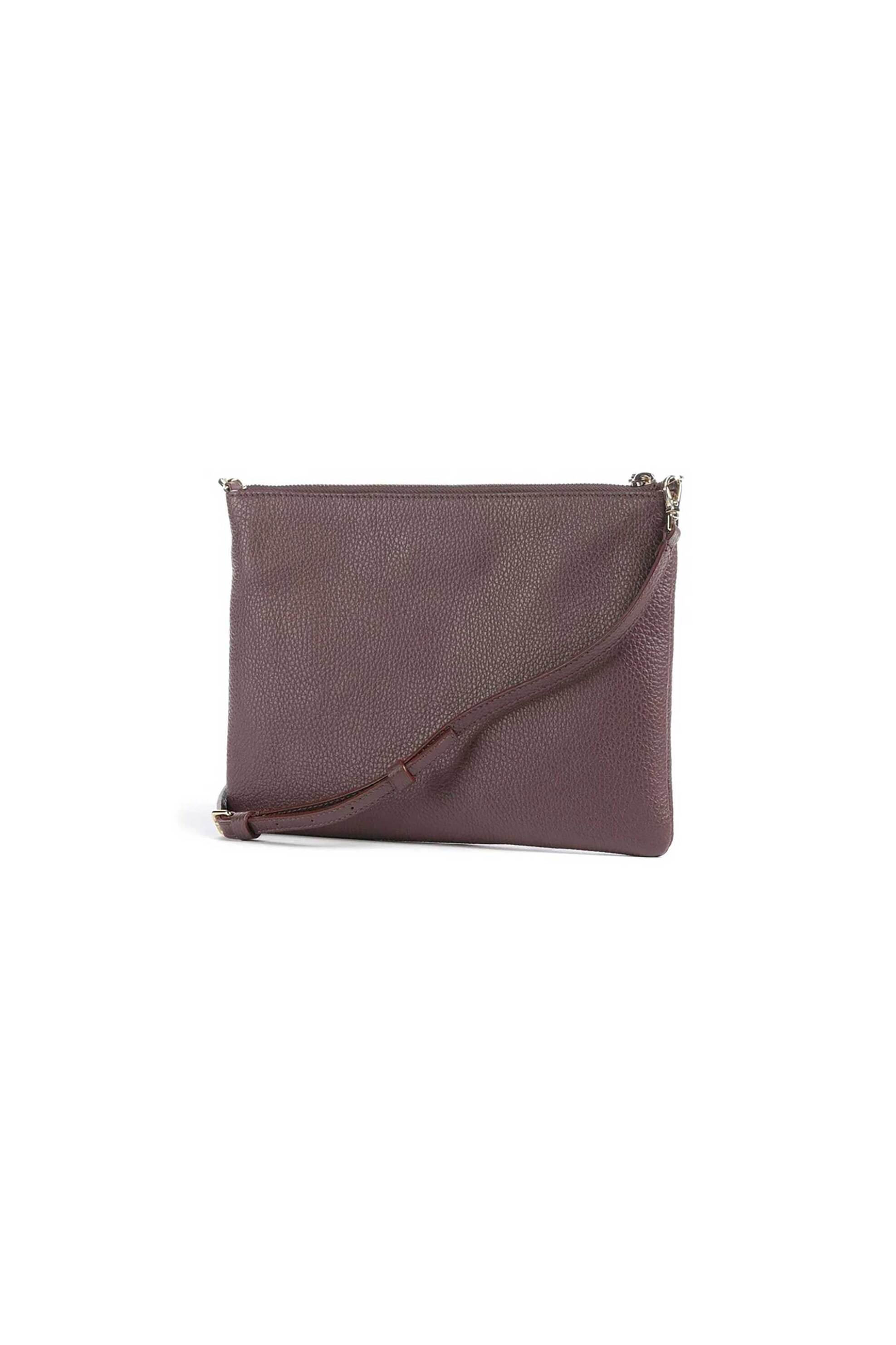 Coccinelle γυναικεία δερμάτινη τσάντα crossbody μονόχρωμη με logo print - E5MMA-55F401 Καφέ Latte