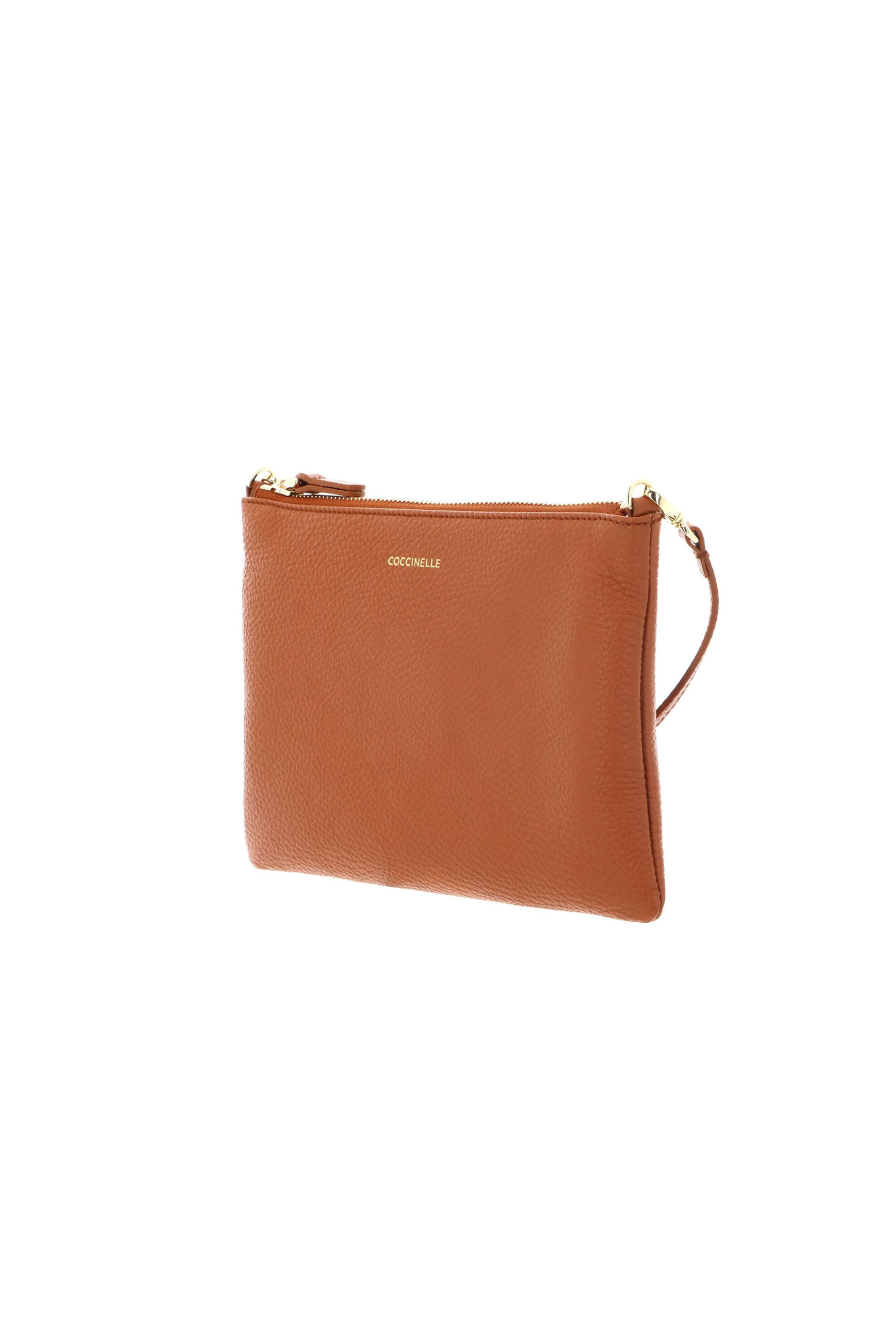 COCCINELLE Coccinelle γυναικεία δερμάτινη τσάντα crossbody μονόχρωμη με logo print - E5MMA-55F401 Πορτοκαλί Σκούρο - 2