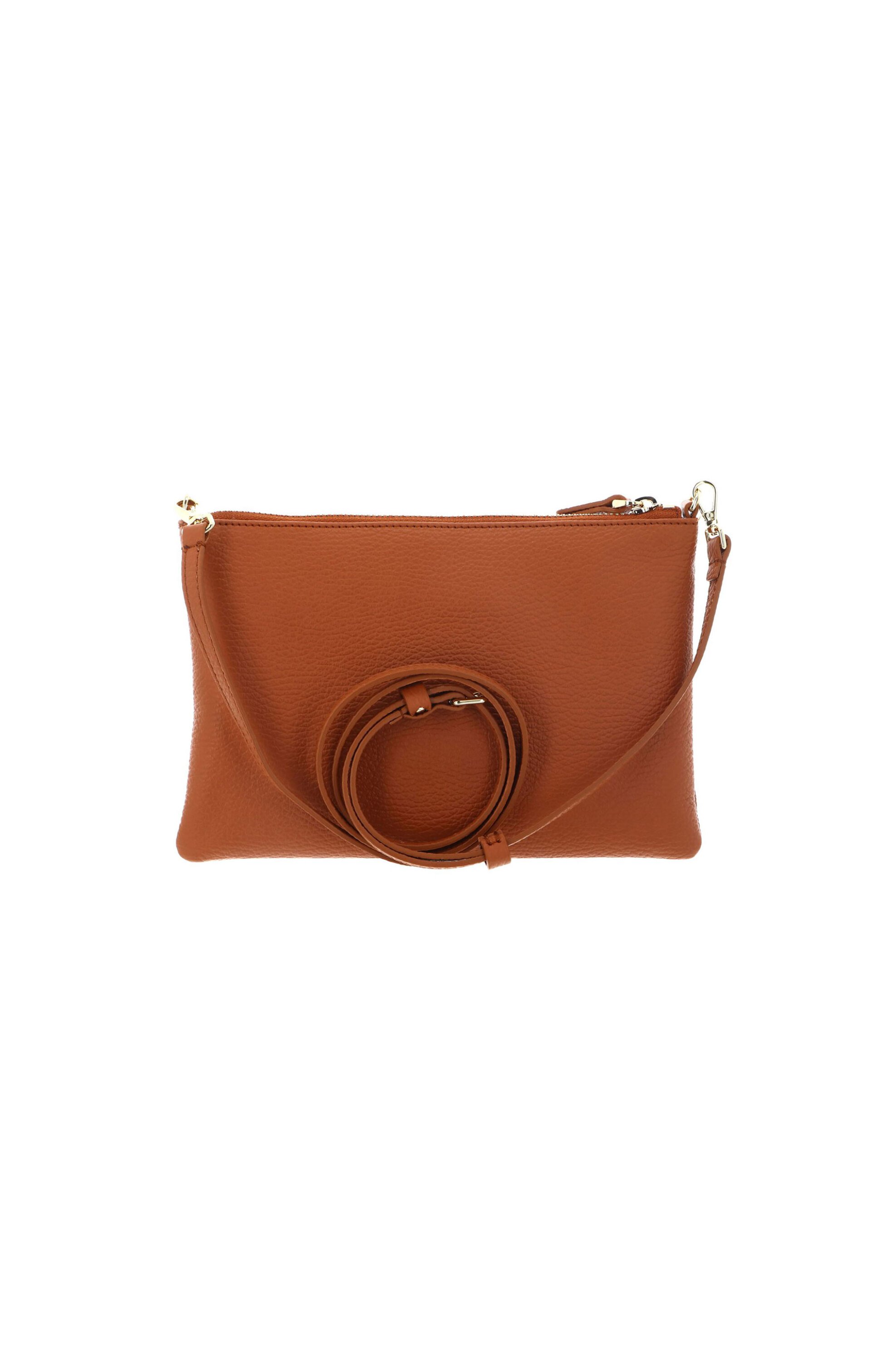Coccinelle Γυναικεία Δερμάτινη Τσάντα Crossbody Μονόχρωμη με Logo Print - E5Mma-55F401 Πορτοκαλί Σκούρο