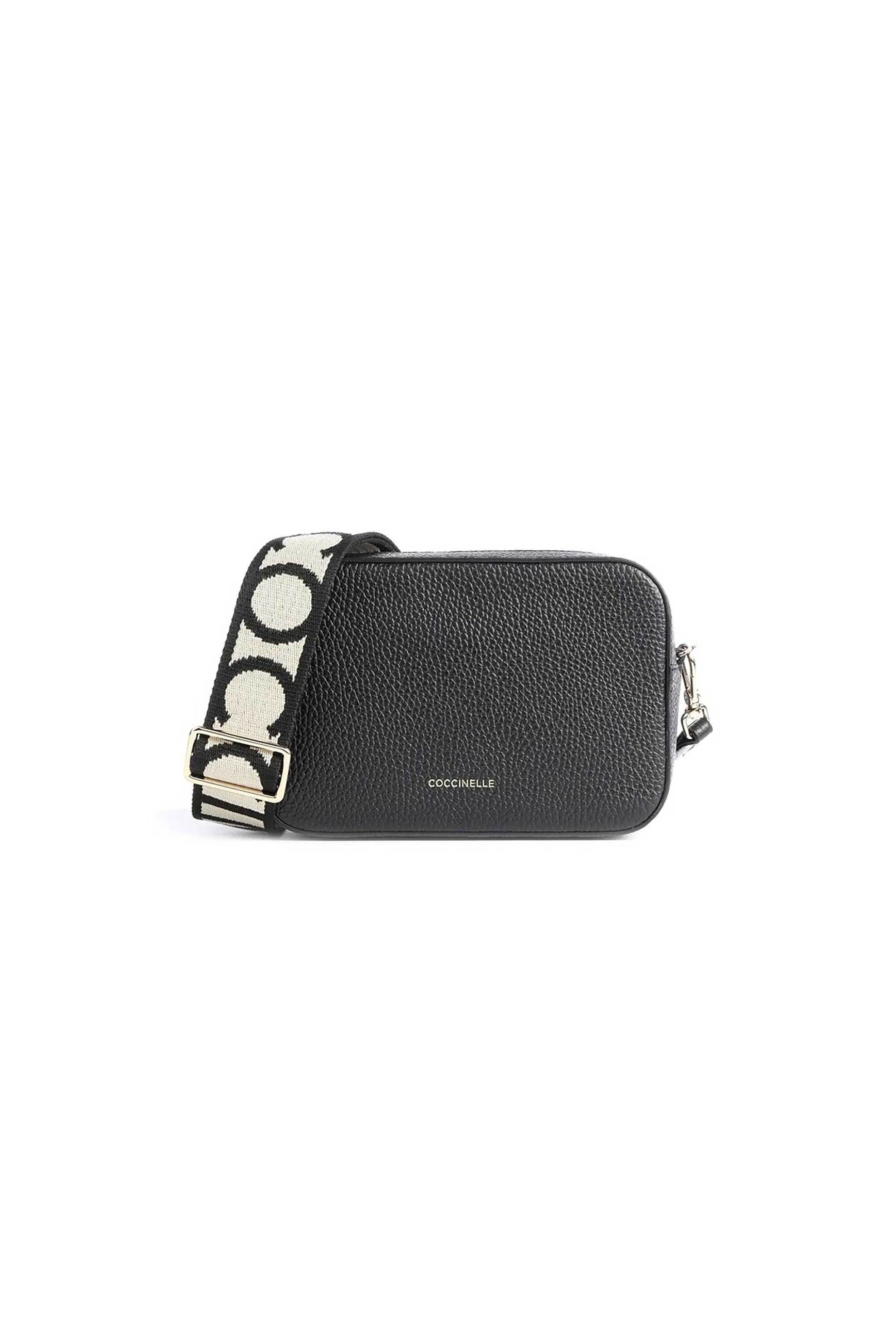 COCCINELLE Coccinelle γυναικεία δερμάτινη τσάντα crossbody με μεταλλικό λογότυπο "Tebe" - E5MN5-55I101 Μαύρο