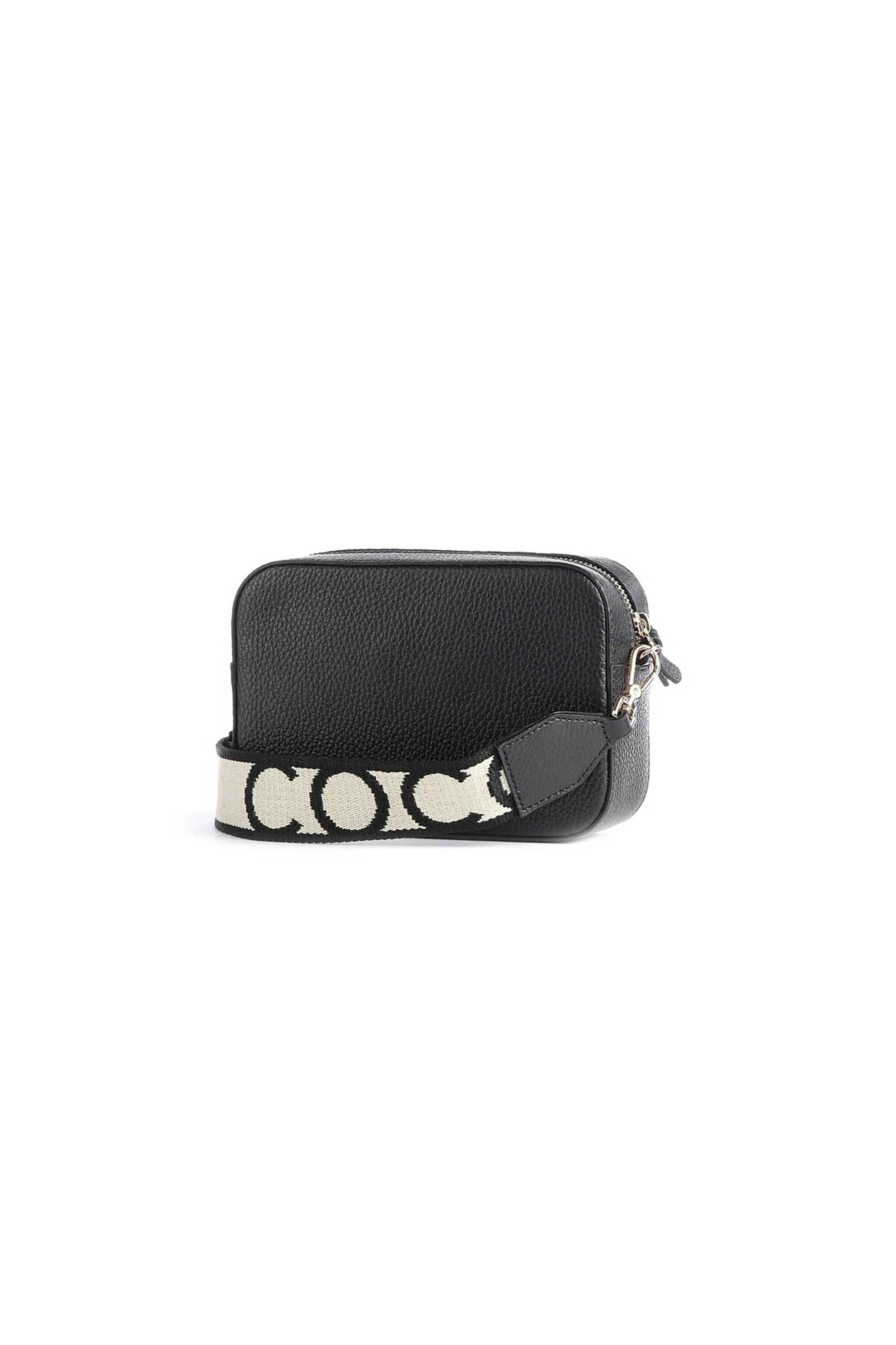 Coccinelle γυναικεία δερμάτινη τσάντα crossbody με μεταλλικό λογότυπο 