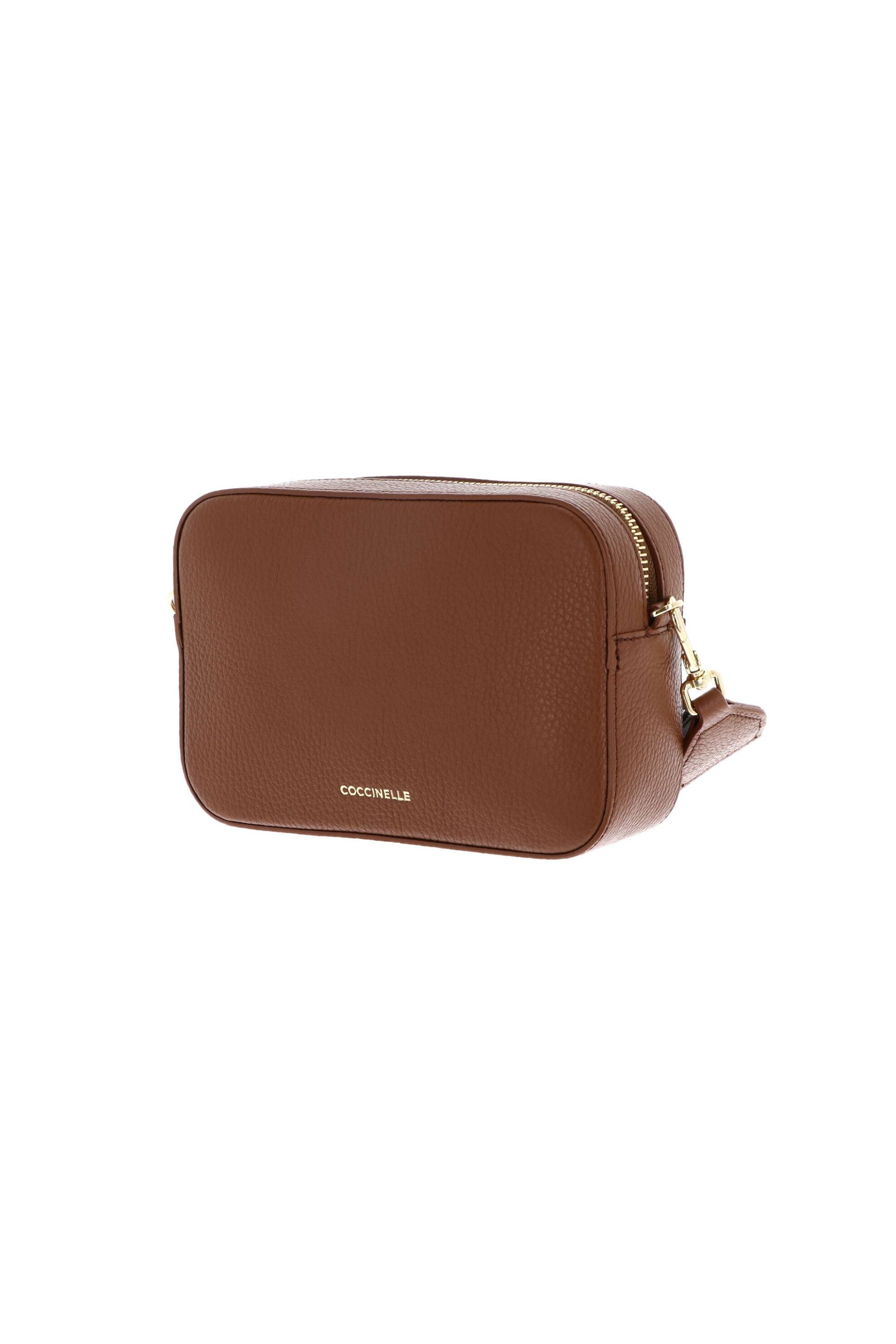 COCCINELLE Coccinelle γυναικεία δερμάτινη τσάντα crossbody με μεταλλικό λογότυπο "Tebe" - E5MN5-55I101 Καφέ - 2