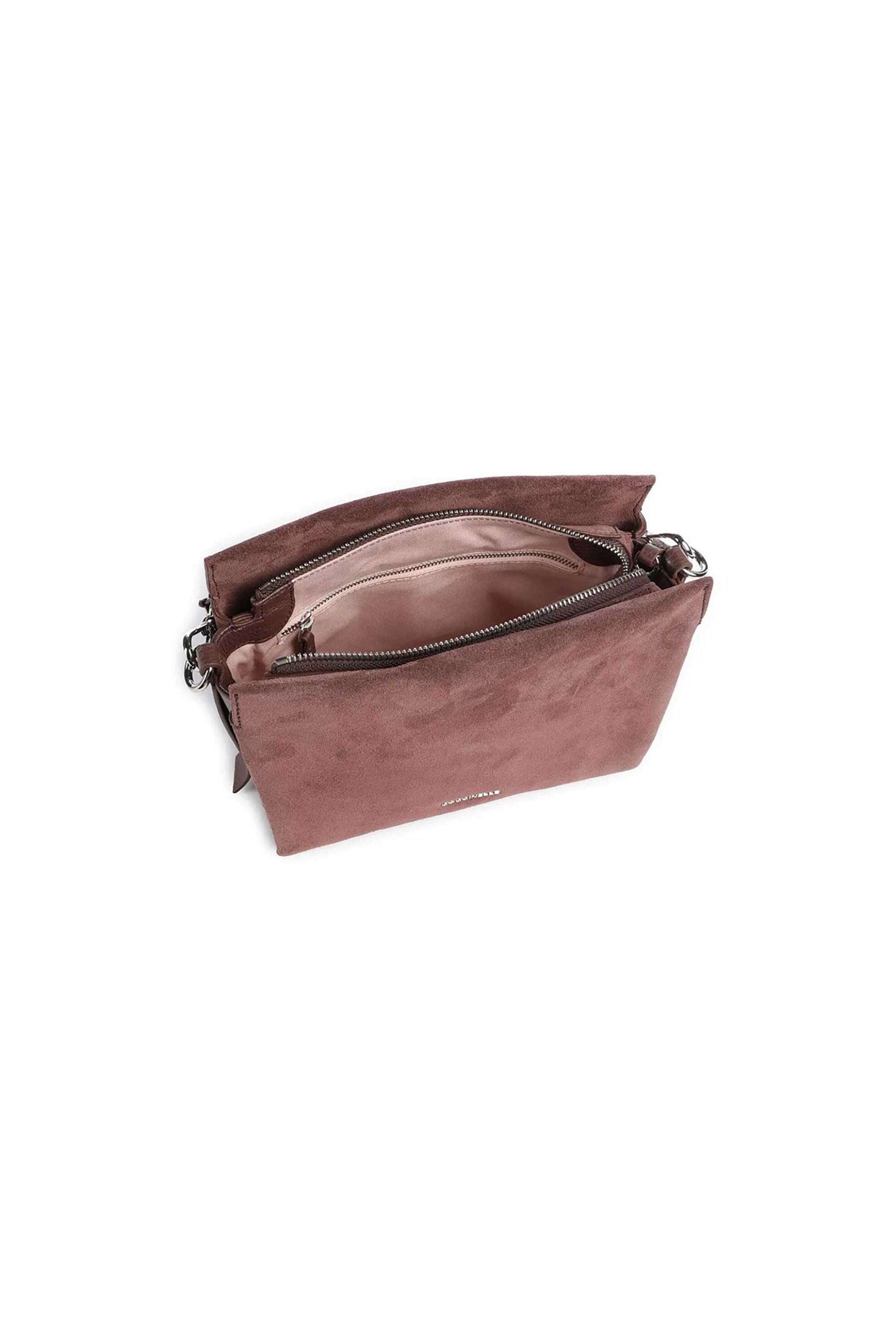 COCCINELLE Coccinelle γυναικεία τσάντα χειρός από δέρμα suede με πλεκτό λουρί "Boheme" - E1P6P-580101 Καφέ Latte - 3