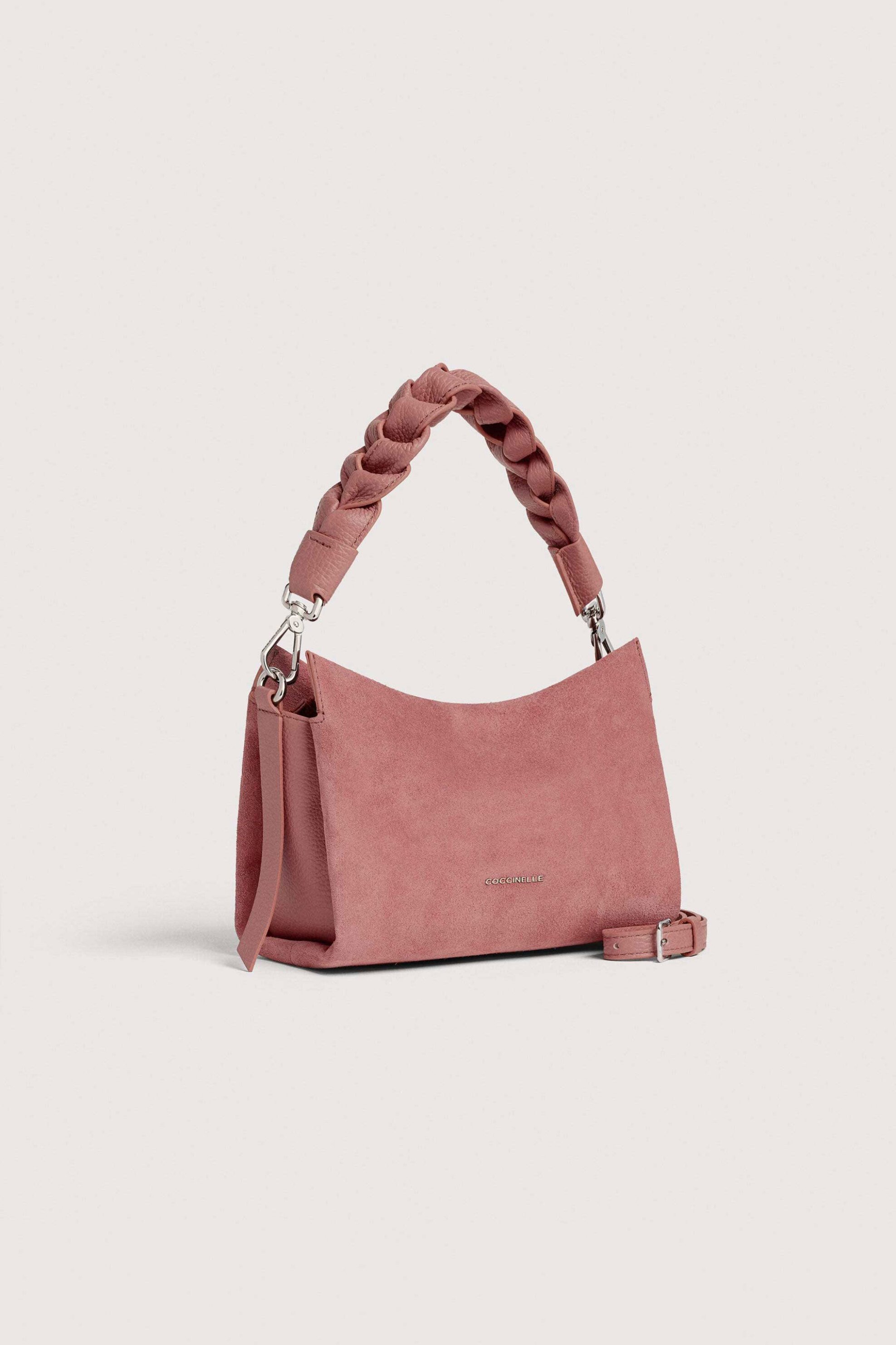 COCCINELLE Coccinelle γυναικεία τσάντα χειρός από δέρμα suede με πλεκτό λουρί "Boheme" - E1P6P-580101 Ροζ - 2