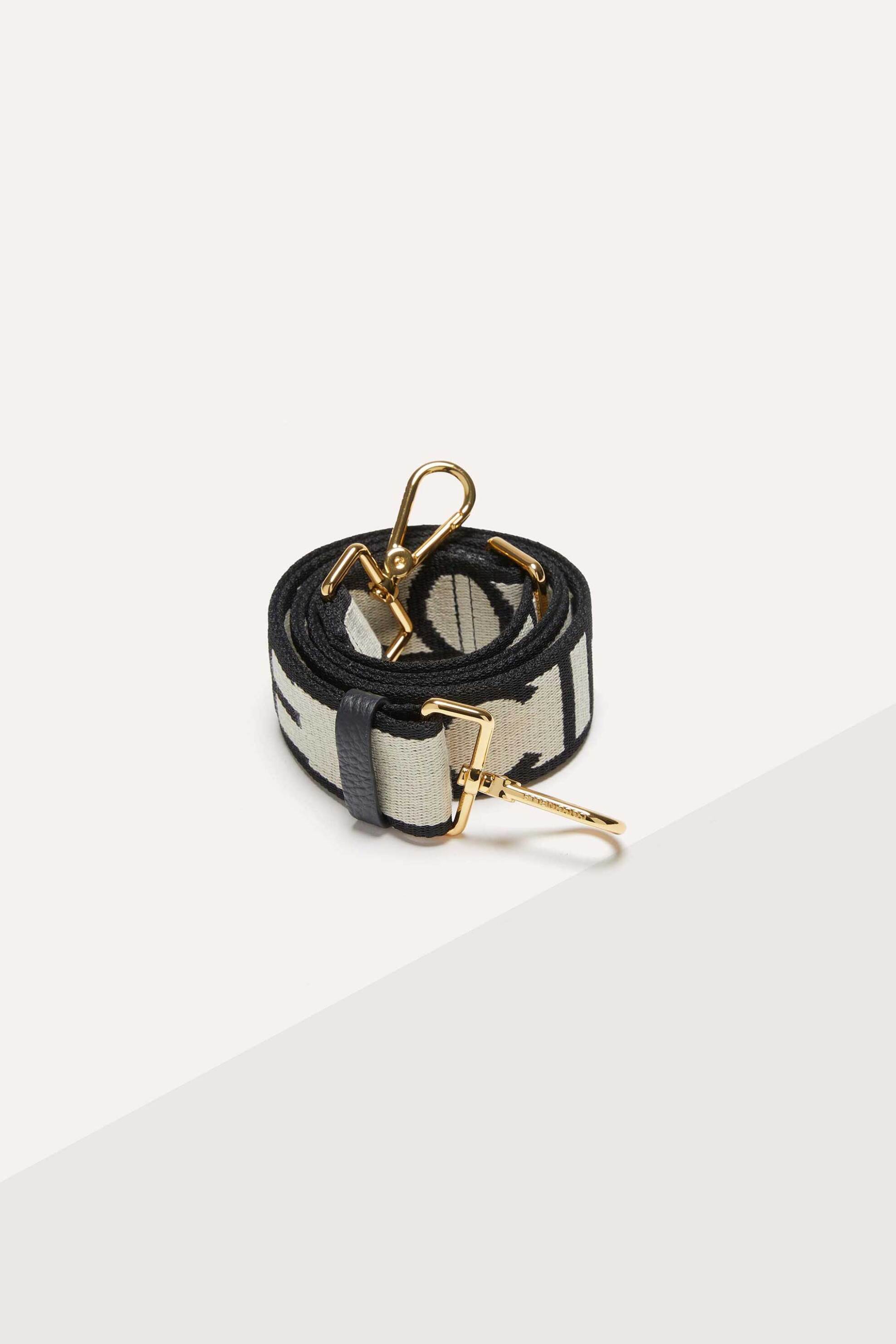 Coccinelle ιμάντας τσάντας ρυθμιζόμενος με contrast logo print και δερμάτινη θηλιά - E3M21-682521 Μαύρο