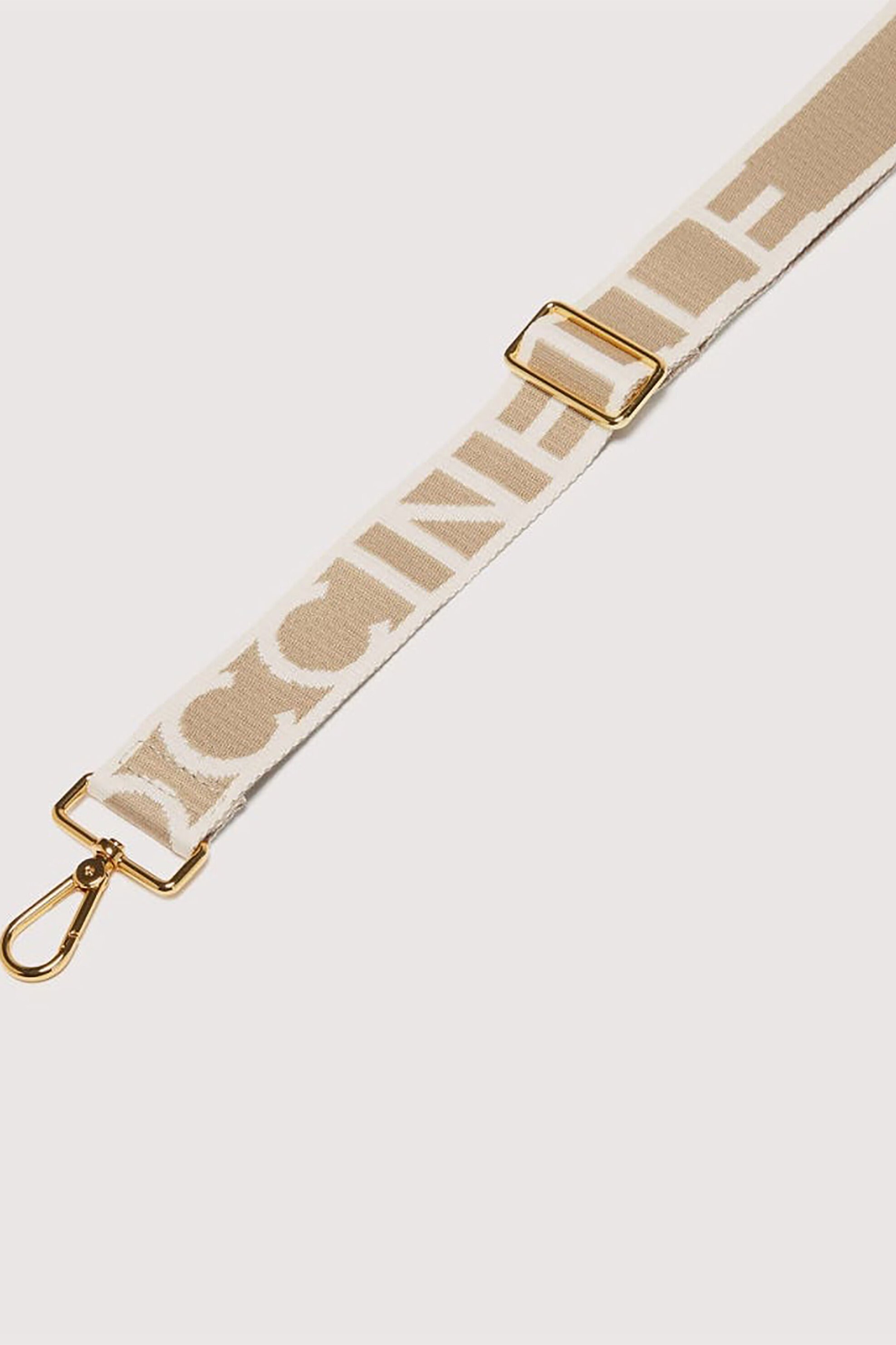 Coccinelle Ιμάντας Τσάντας Ρυθμιζόμενος με Contrast Logo Print Και Δερμάτινη Θηλιά - E3M21-682521 Μπεζ