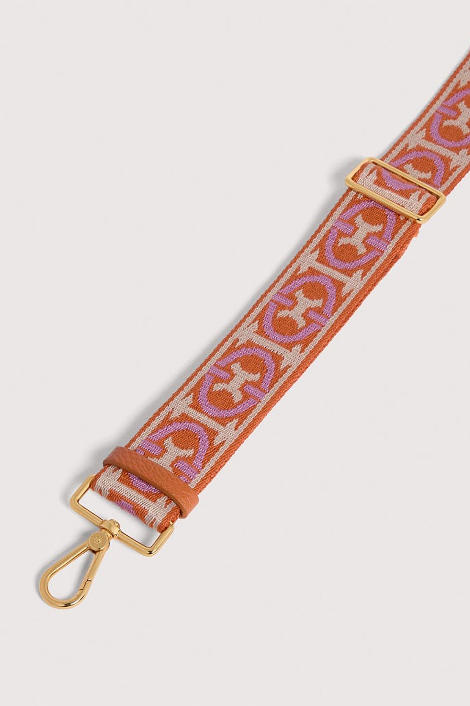 Coccinelle Ιμάντας Τσάντας Ρυθμιζόμενος με Contrast Monogram Print Και Δερμάτινη Θηλιά - E3N24-682521 Πορτοκαλί Σκούρο