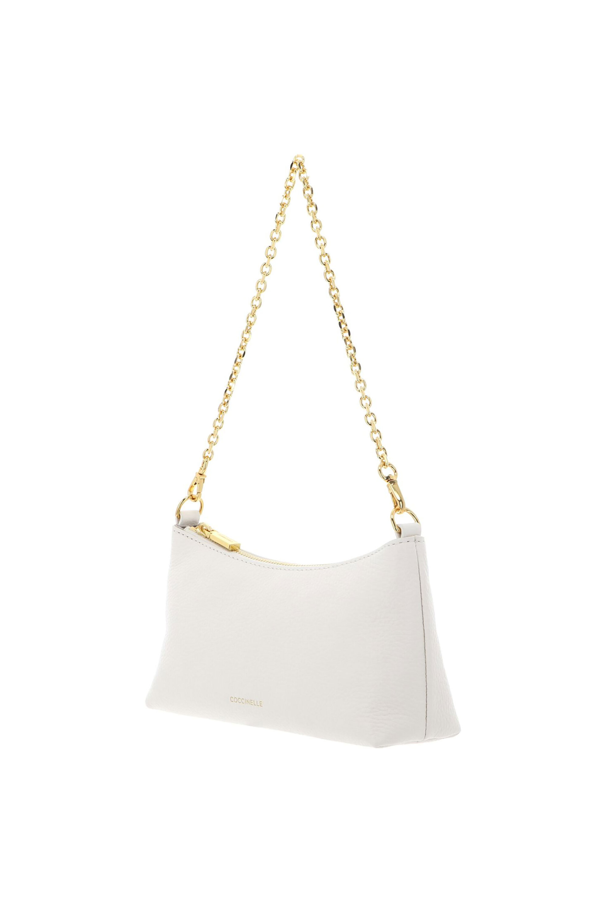 COCCINELLE Coccinelle γυναικεία δερμάτινη τσάντα crossbody μονόχρωμη με σταμπωτό λογότυπο "Aura" - E5QH0-550101 Λευκό - 2