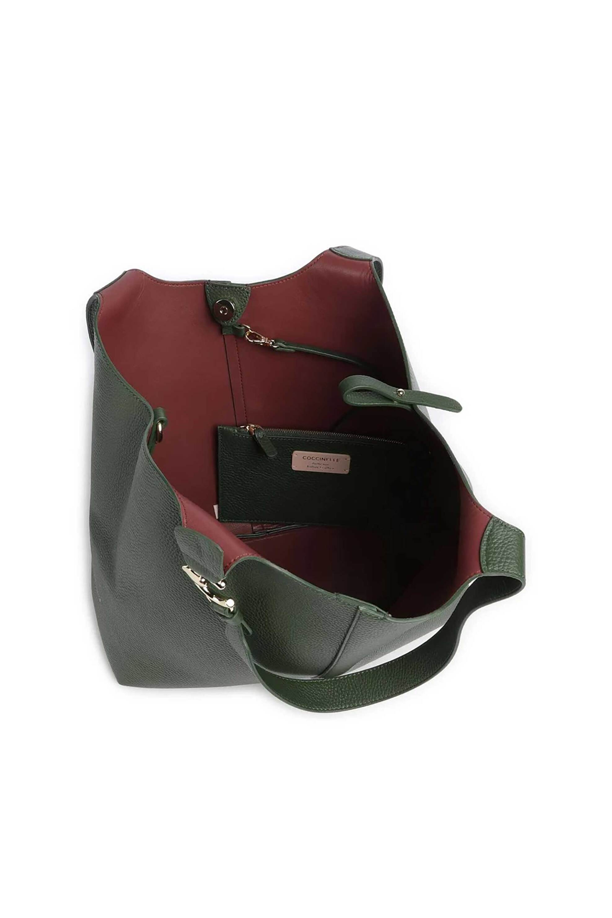 COCCINELLE Coccinelle γυναικεία δερμάτινη τσάντα shopper "C-Easy Large" - E1SHA-110101 Πράσινο - 4