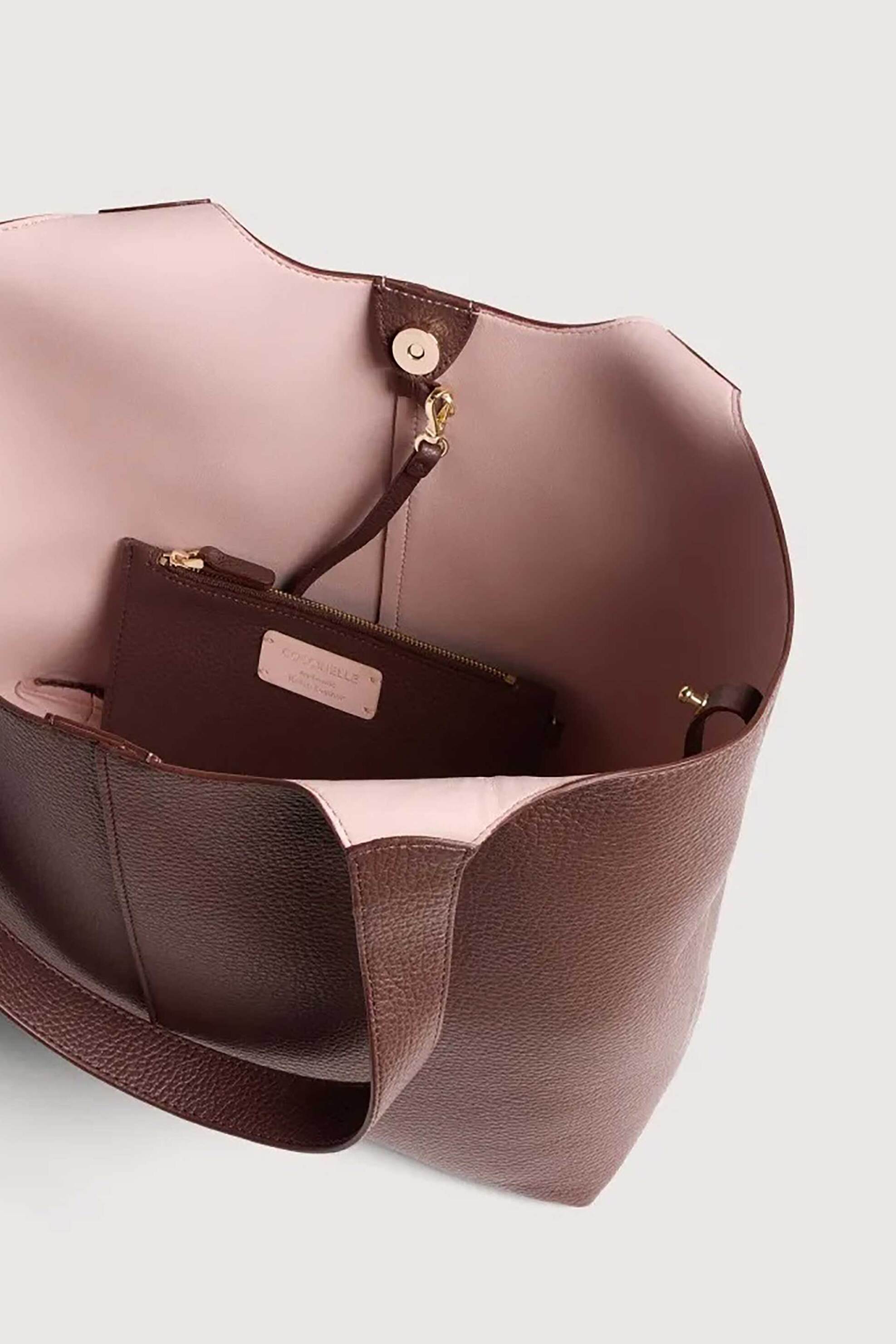 COCCINELLE Coccinelle γυναικεία δερμάτινη τσάντα shopper "C-Easy Large" - E1SHA-110101 Καφέ Latte - 3