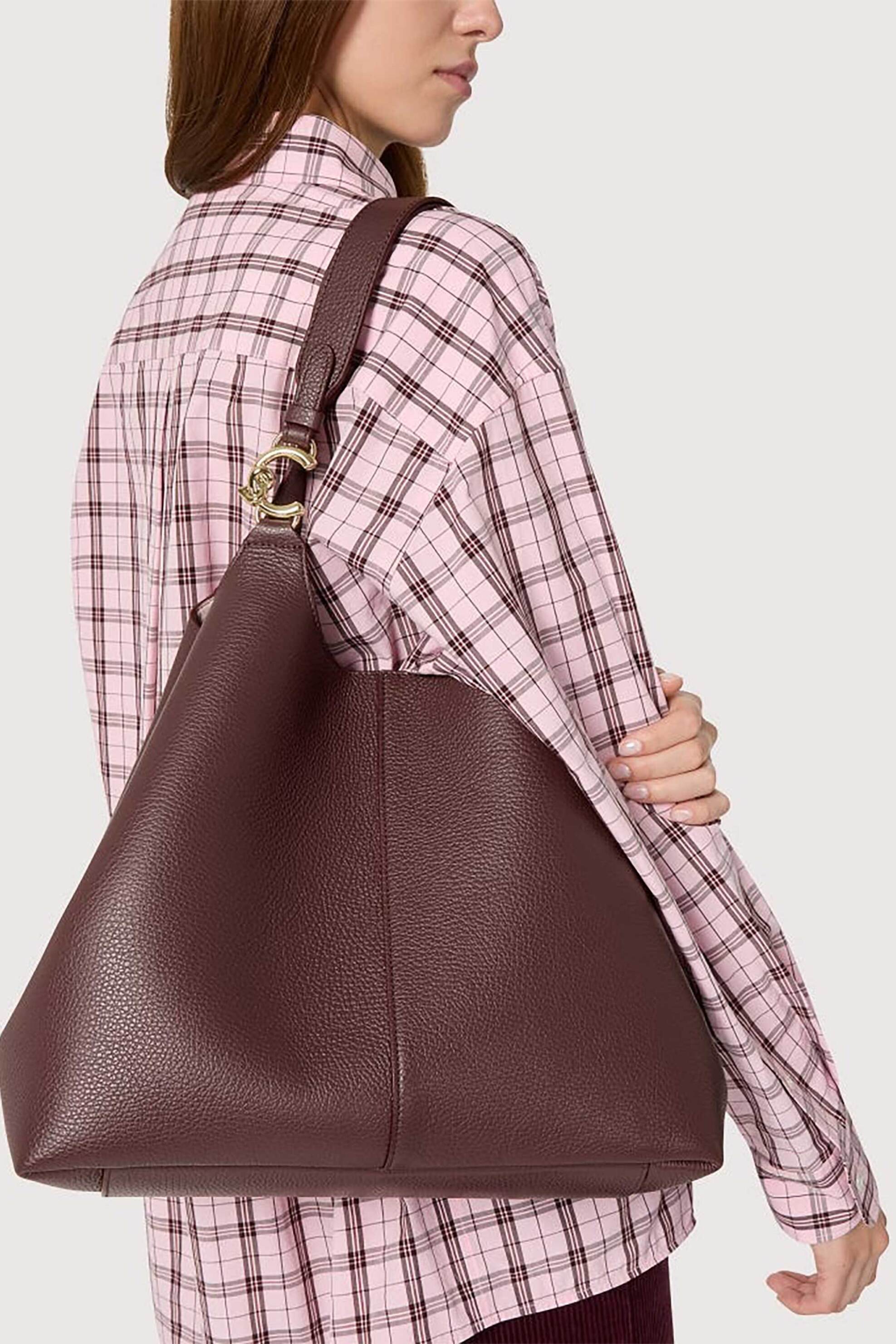 COCCINELLE Coccinelle γυναικεία δερμάτινη τσάντα shopper "C-Easy Large" - E1SHA-110101 Καφέ Latte - 4