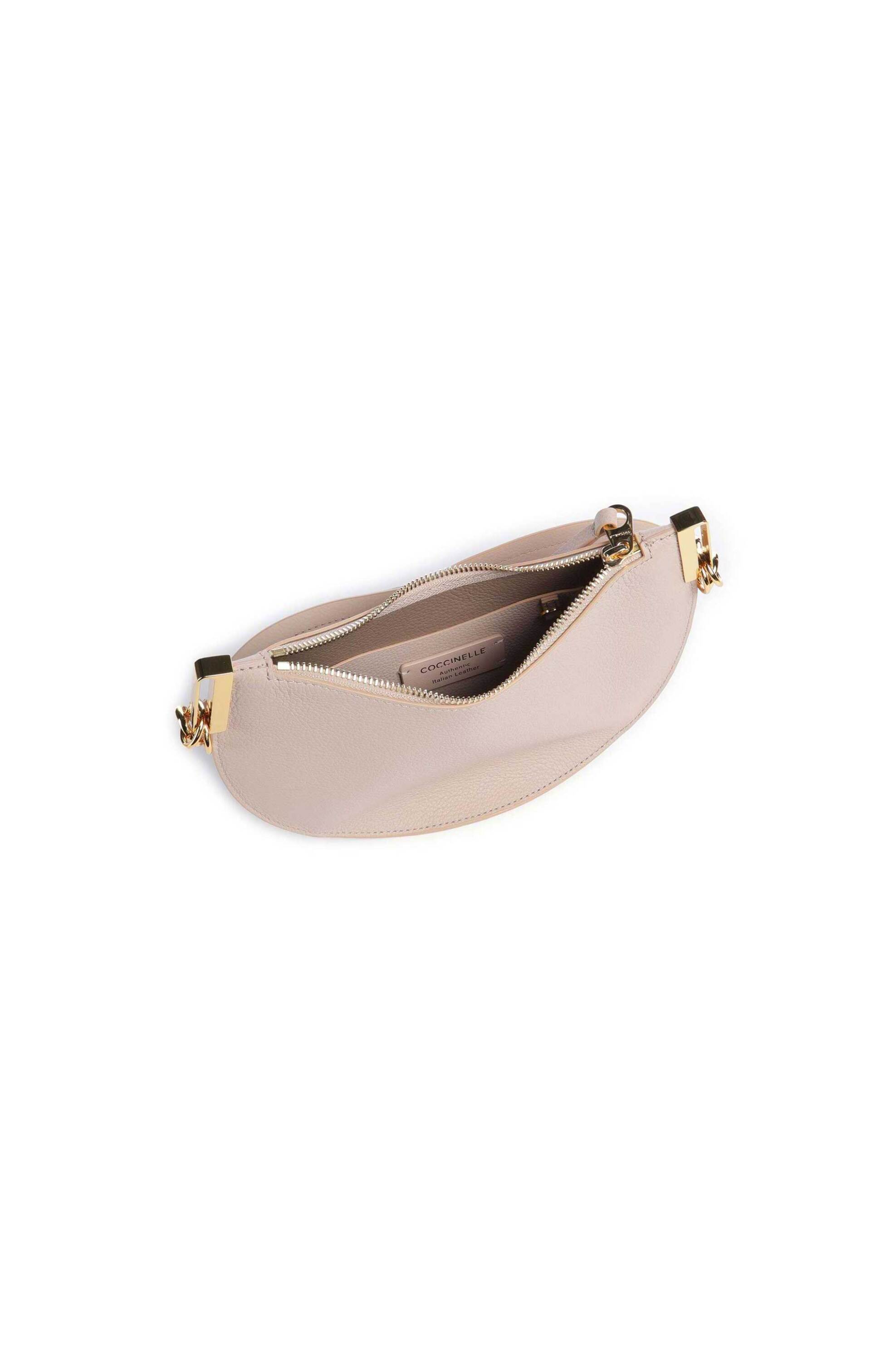 Coccinelle Γυναικεία Δερμάτινη Τσάντα Ώμου Sunup Small - E1Qkf-130301 Καφέ Ανοιχτό