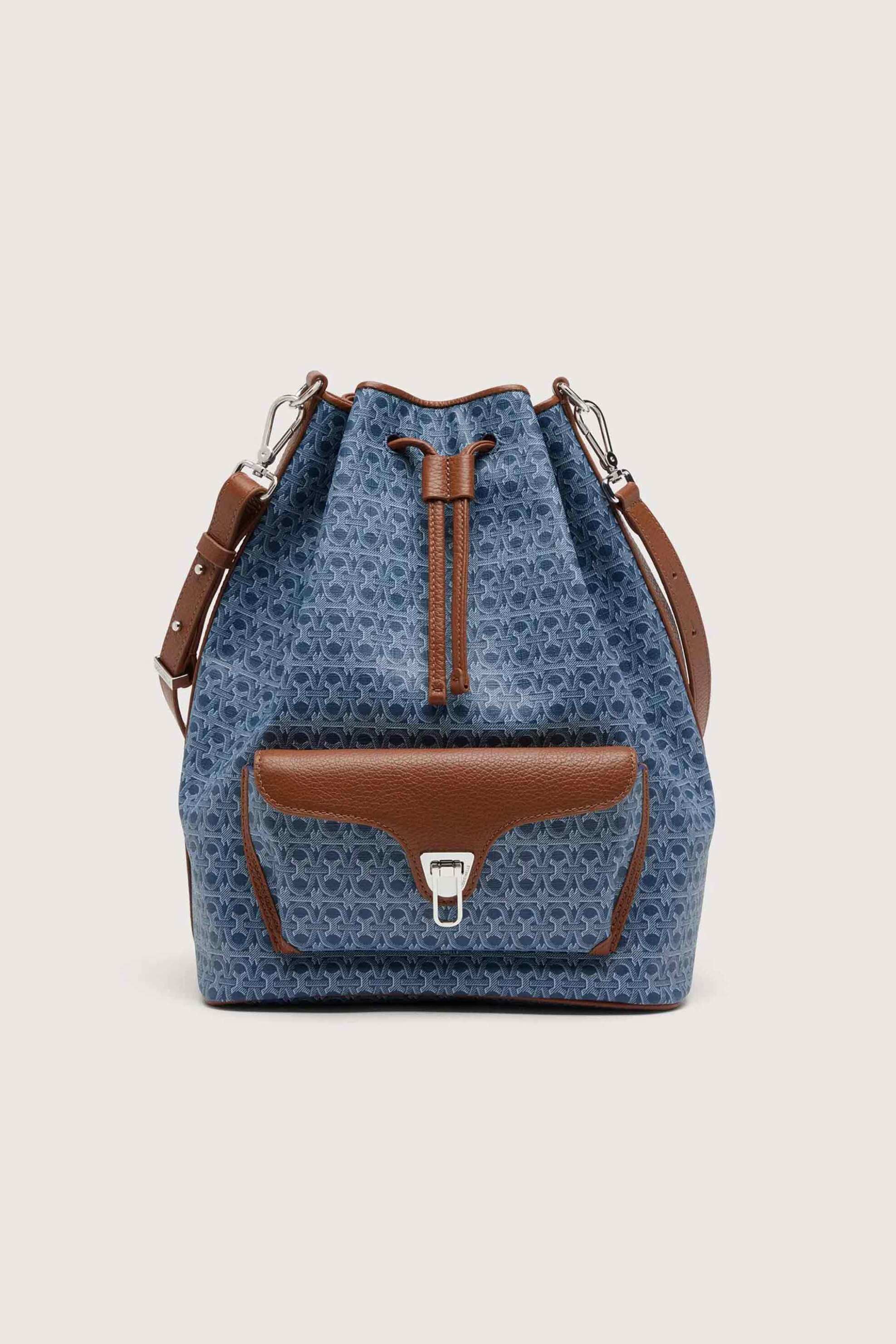 COCCINELLE Coccinelle γυναικεία τσάντα bucket "Beat Generation Denim Coated Monogram Large " - E1TFL-230101 Γαλάζιο