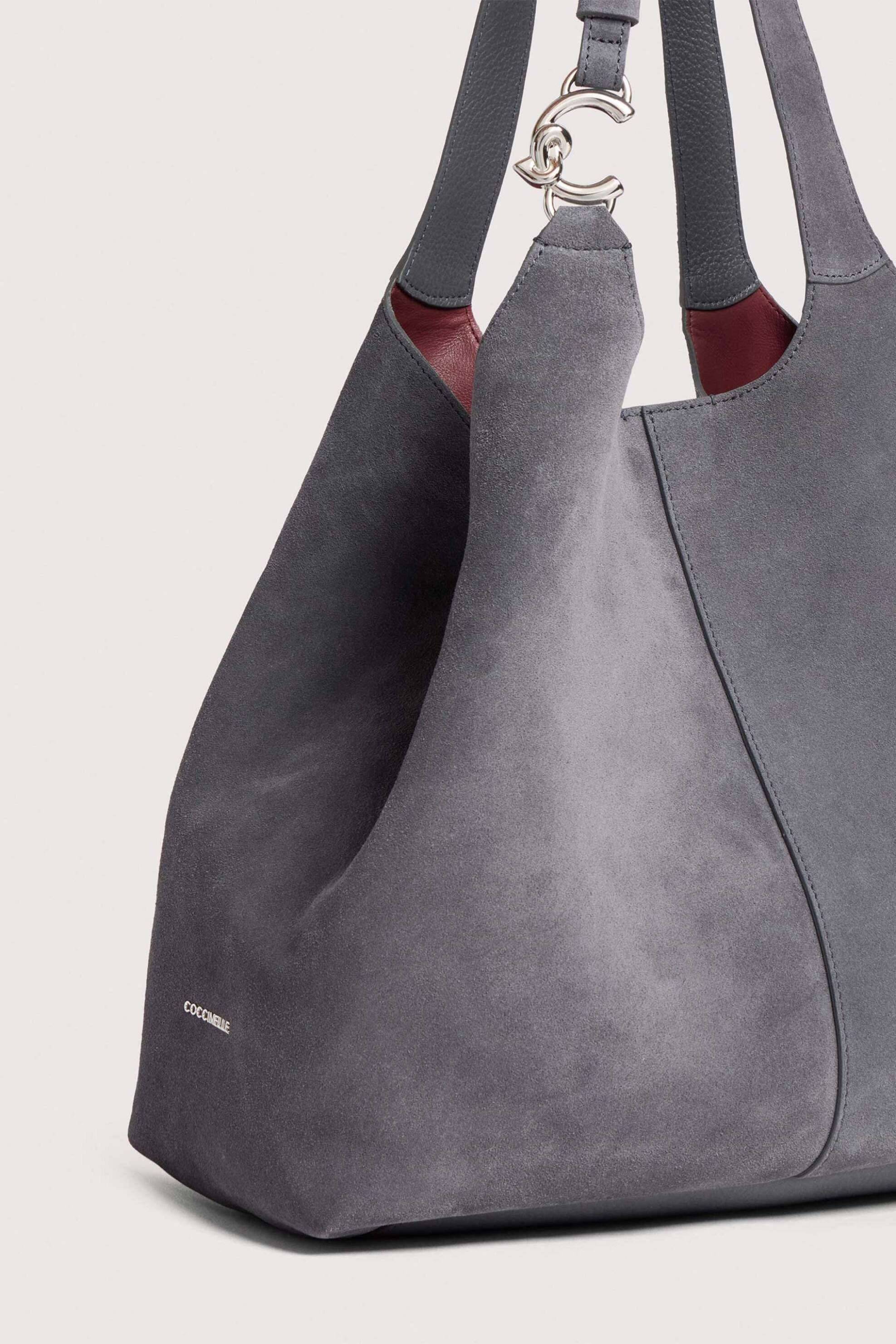 COCCINELLE Coccinelle γυναικεία τσάντα ώμου "C-Easy Suede Large " - E1THE-110101 Γκρι Ανοιχτό - 3