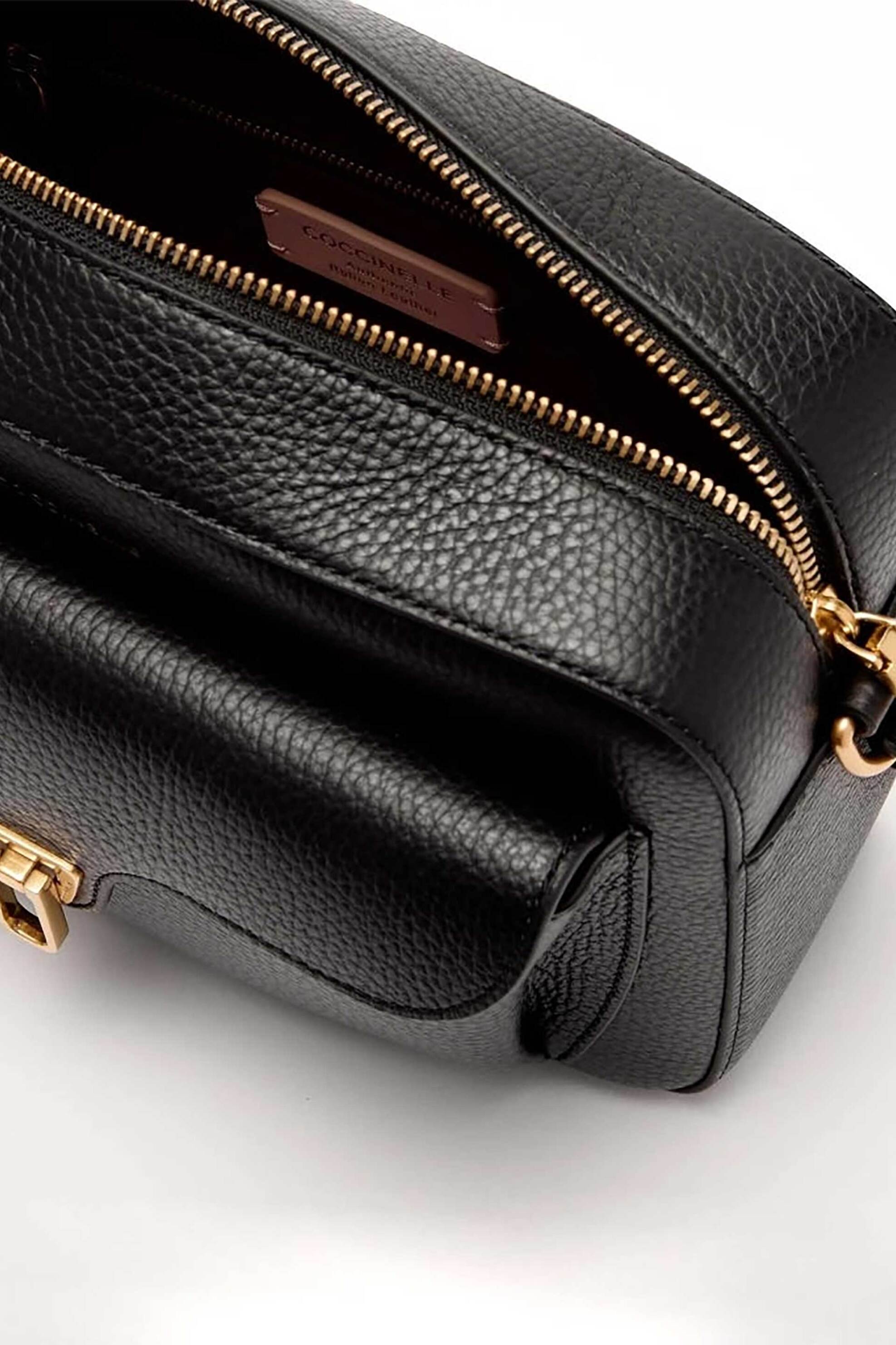 Coccinelle Γυναικεία Δερμάτινη Τσάντα Crossbody με Logo Print Beat - E1Mf6-150601 Μαύρο