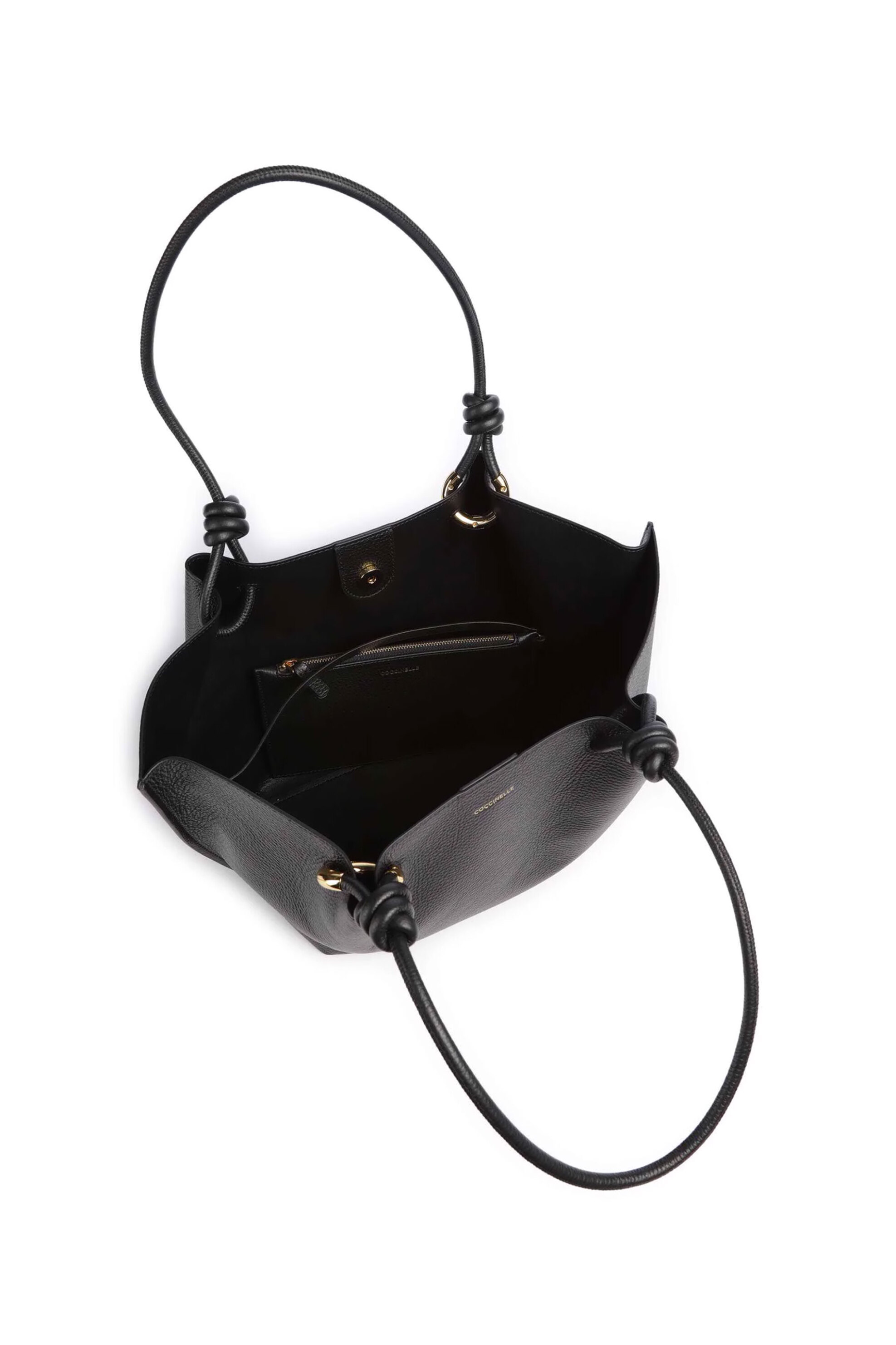 Coccinelle Γυναικεία Δερμάτινη Τσάντα Ώμου Hobo Finn - E1U07-110201 Μαύρο