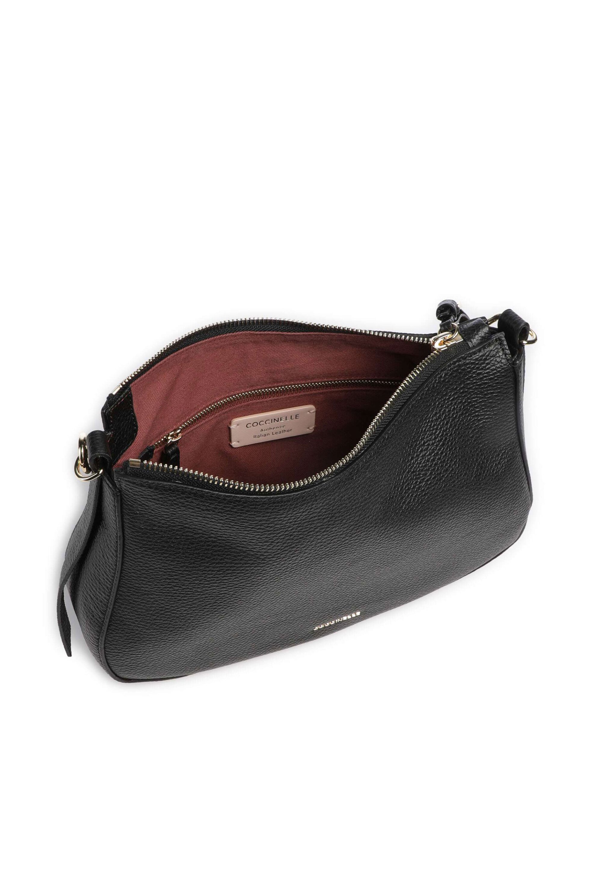 Coccinelle Γυναικεία Δερμάτινη Τσάντα Ώμου Hobo Nory - E1U45-130201 Μαύρο