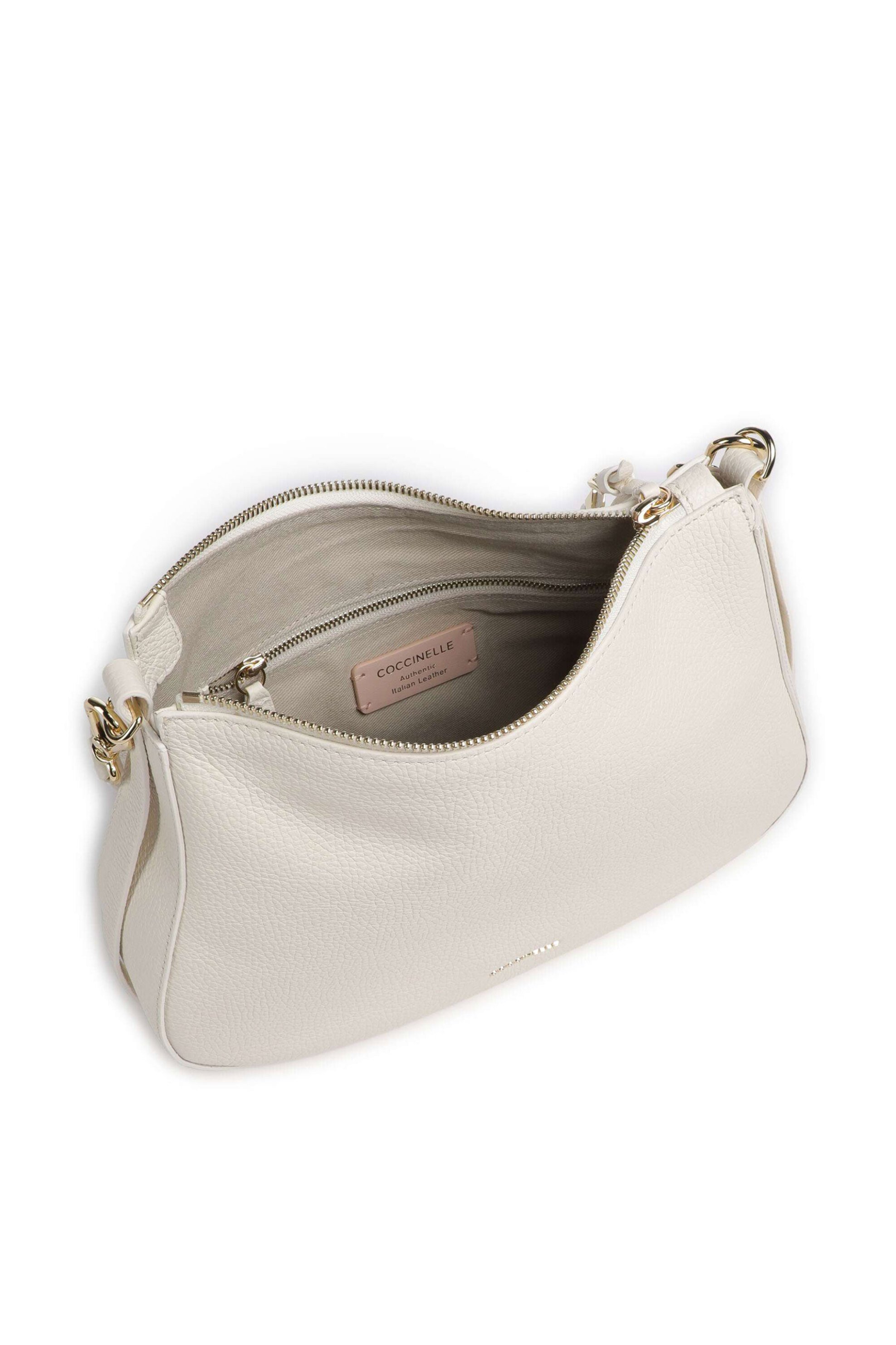 Coccinelle Γυναικεία Δερμάτινη Τσάντα Ώμου Hobo Nory - E1U45-130201 Λευκό