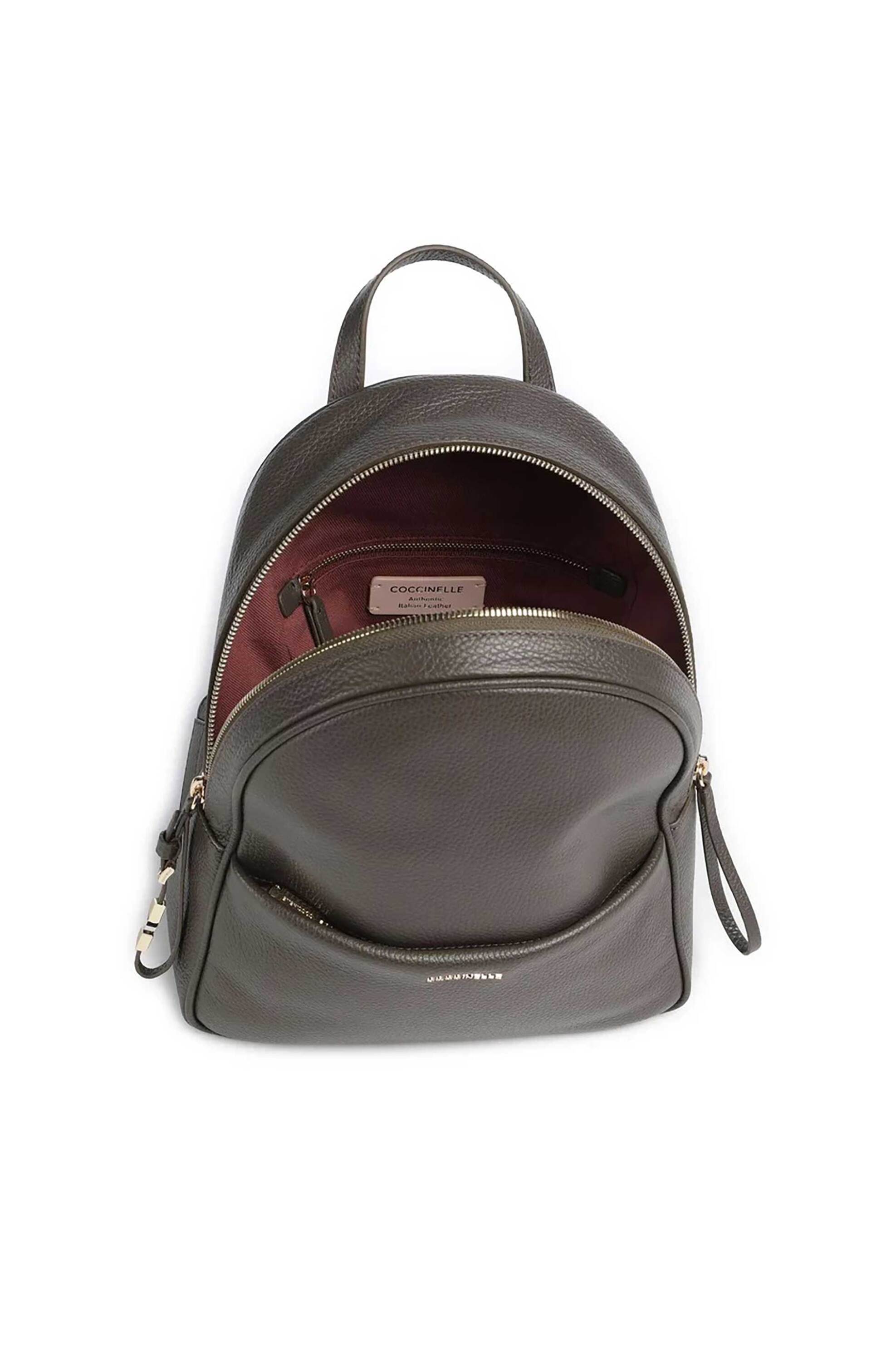 COCCINELLE Coccinelle γυναικεία δερμάτινη τσάντα backpack "Nory" - E1U45-140201 Γκρι Σκούρο - 3
