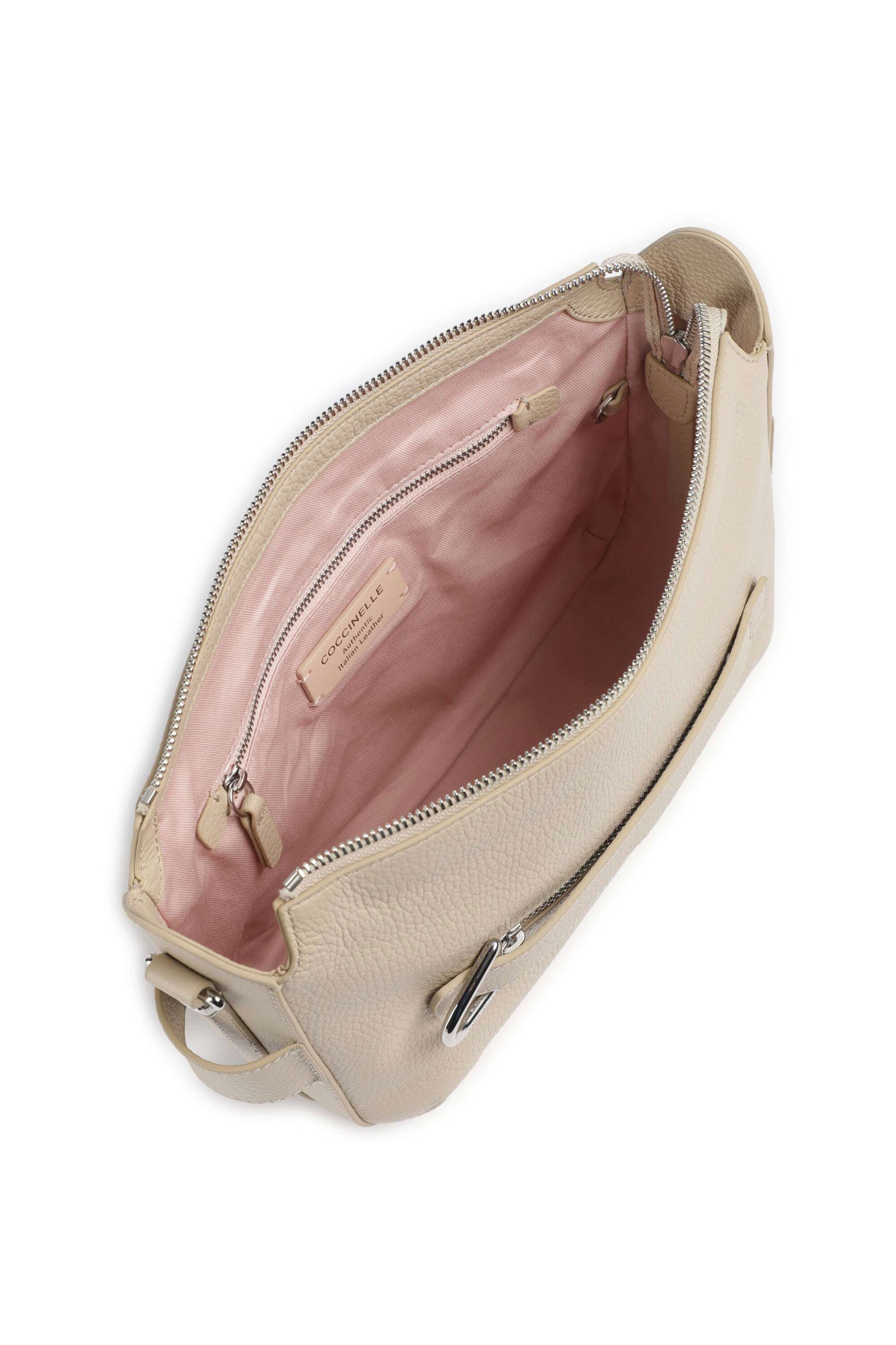 Coccinelle Γυναικεία Δερμάτινη Τσάντα Ώμου Gretel Ribbon - E1U6C-150101 Μπεζ