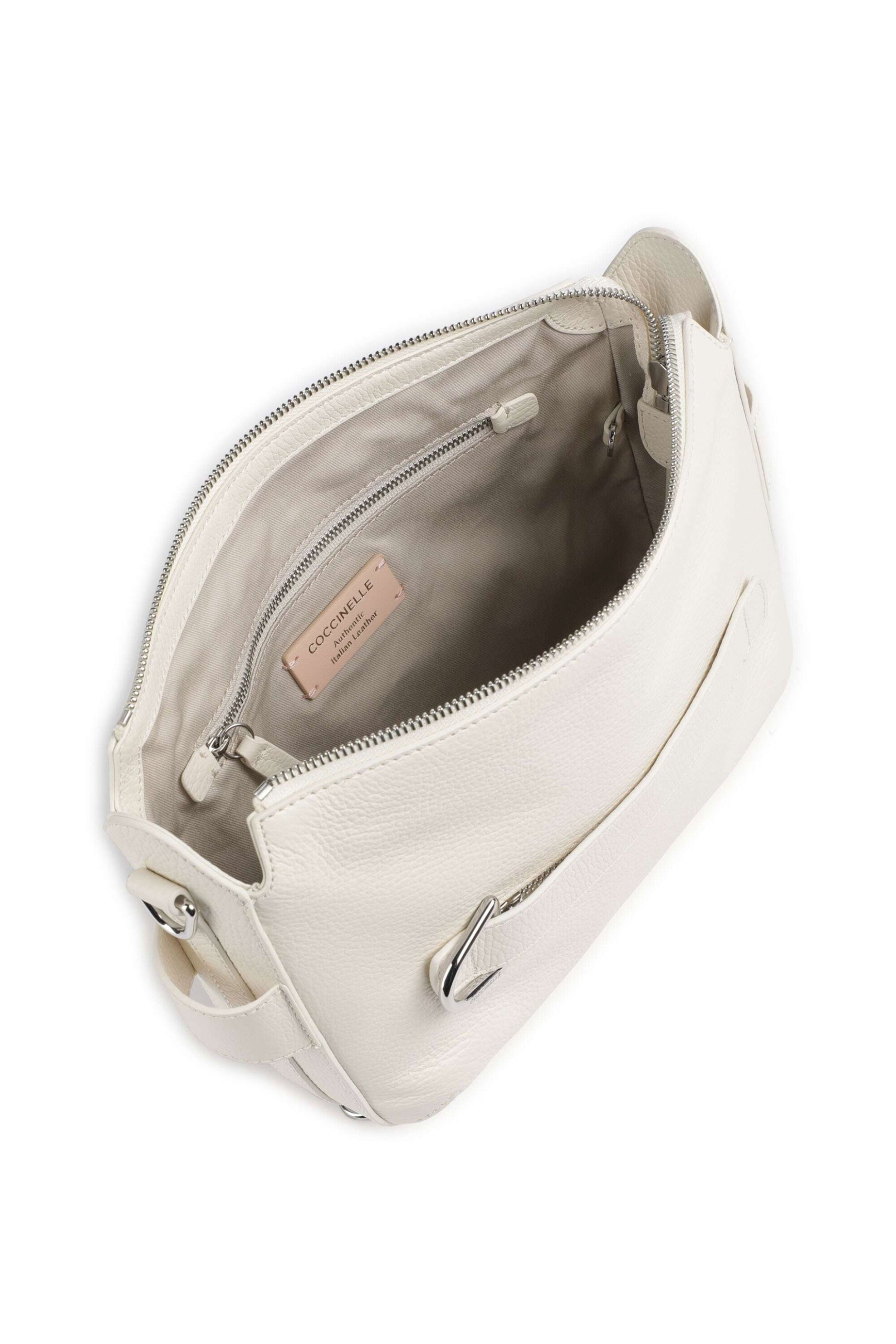 Coccinelle Γυναικεία Δερμάτινη Τσάντα Ώμου Gretel Ribbon - E1U6C-150101 Λευκό